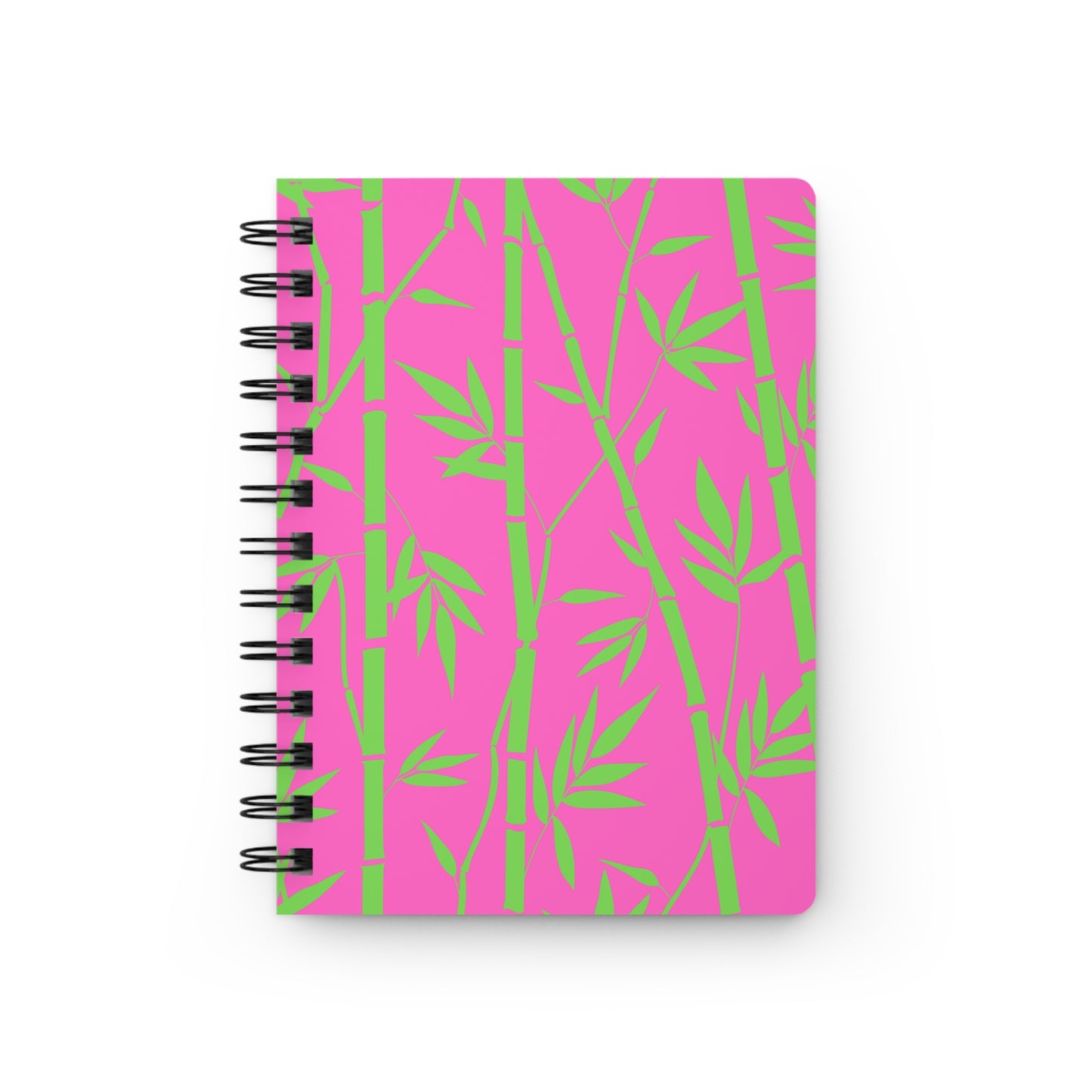 Bamboo Zen Meditation Garden Hot Pink Lime Green Decorative Writing Sketch Inspiration Spiral Bound Journal