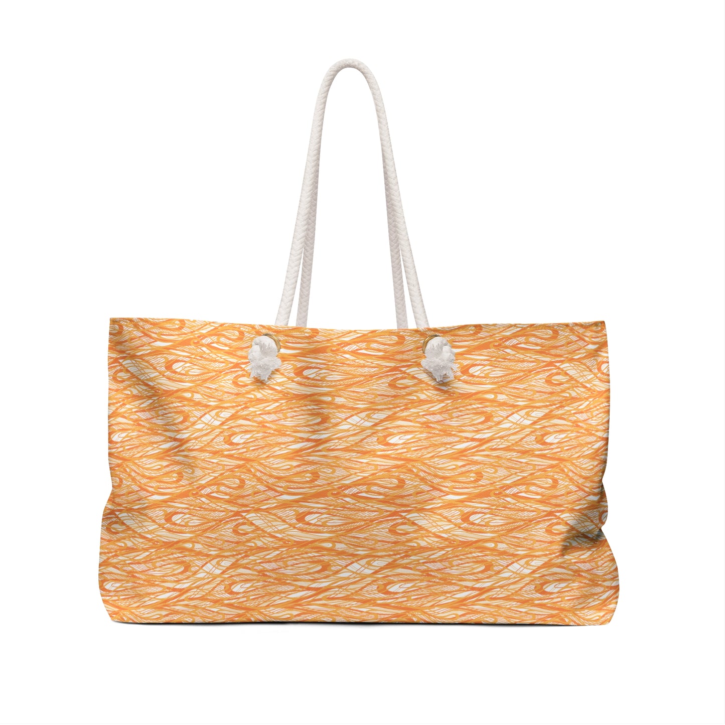 Wave Vibrations Orange Tangerine Modern Coastal Pattern Decorative Shopper Market Weekender Bag