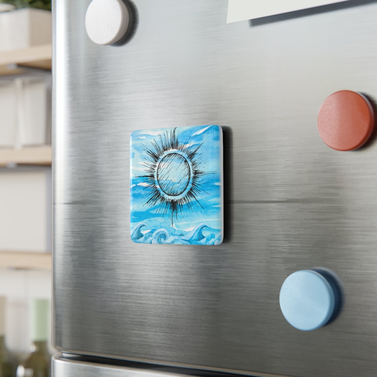 Coastal Summer Sun Porcelain Magnet, Square