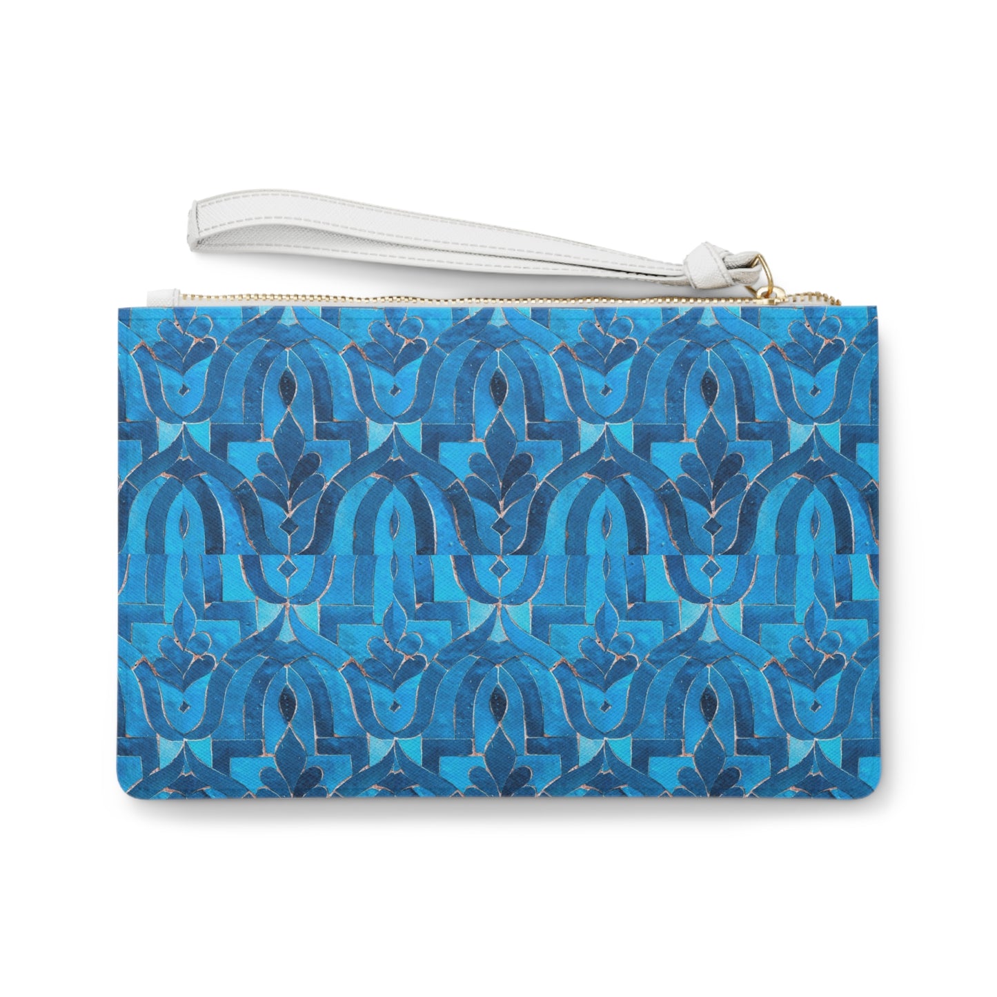 Blue Cobalt Moroccan Villa Fountain Tile Travel Errands Evening Pouch Clutch Bag