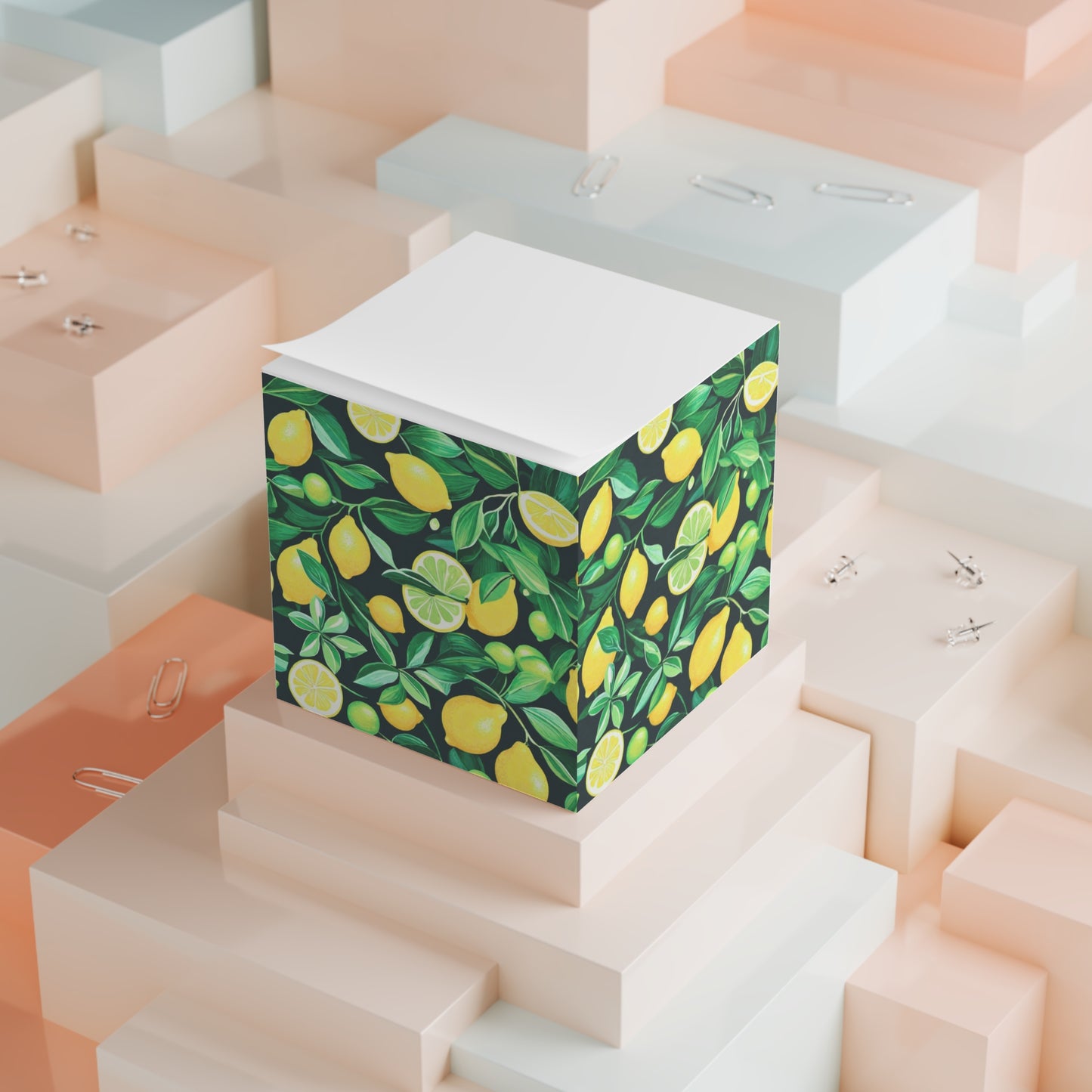 Lemon Grove Citrus Watercolor Painting Paper Note Cube