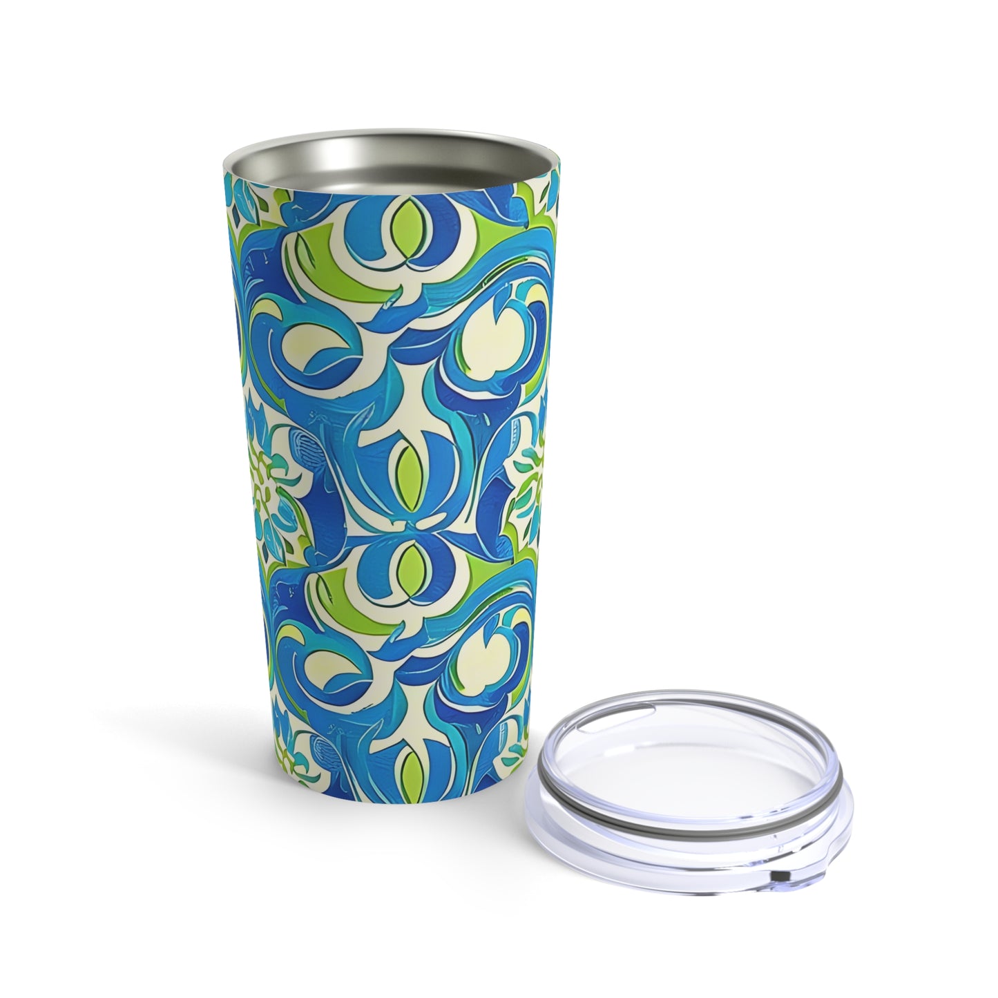 Naples Osteria Sea Blue Italian Tile Pattern Decorative Hot Cold Beverage Travel Tumbler 20oz