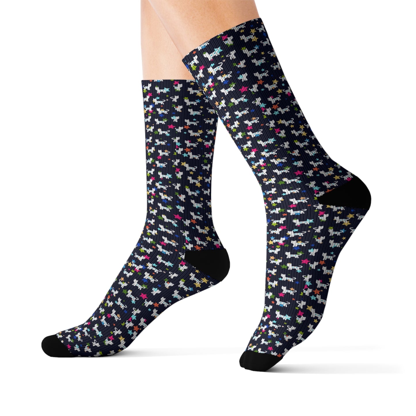 Starry Kit Kats Black Sublimation Socks
