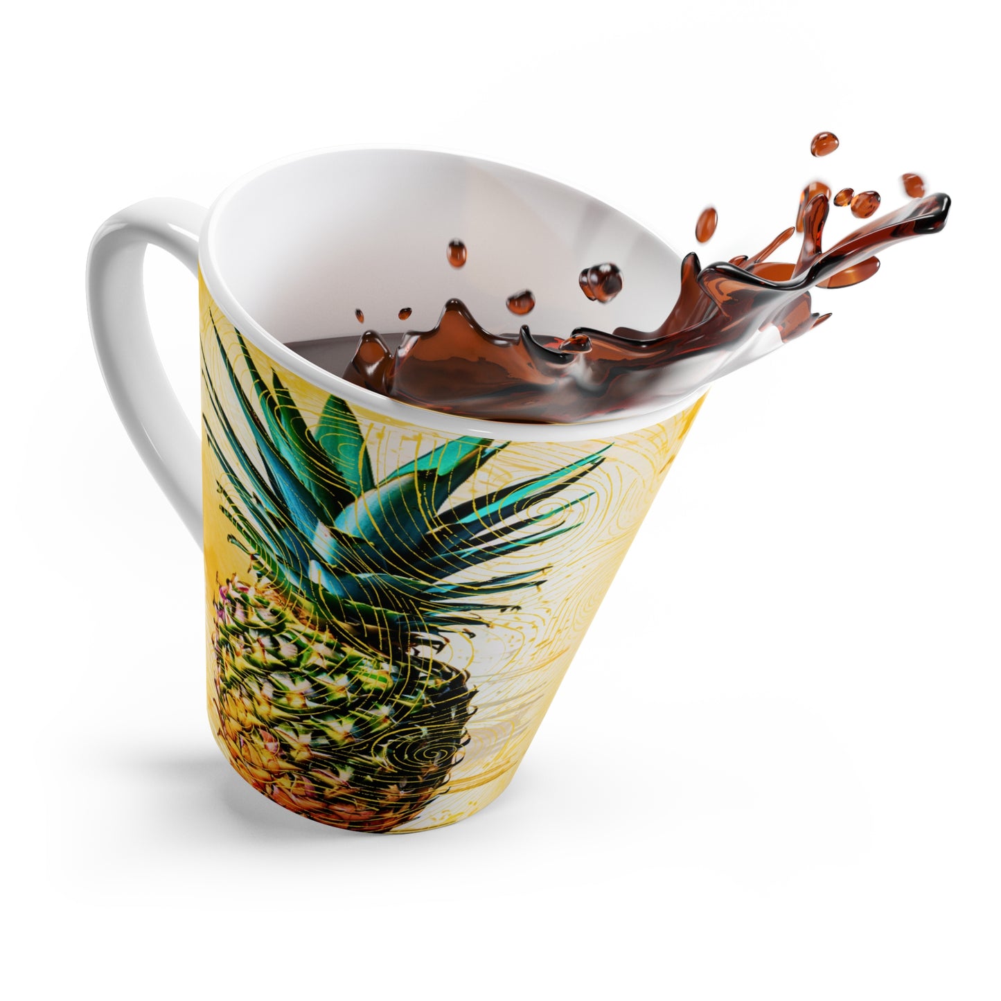 Yellow Watercolor Pineapple Cappuccino Tea Hot Beverage Latte Mug