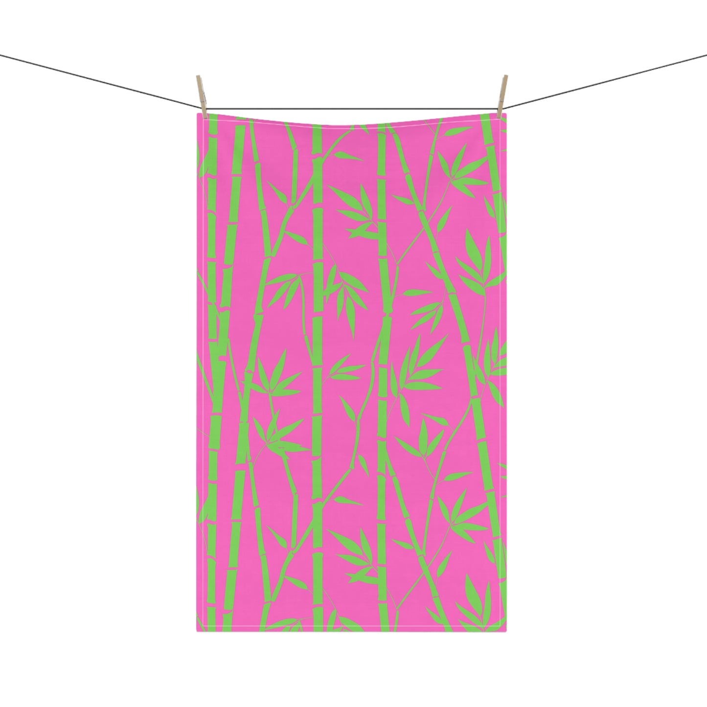 Bamboo Zen Meditation Garden Hot Pink Lime Green Decorative Kitchen Tea Towel/Bar Towel