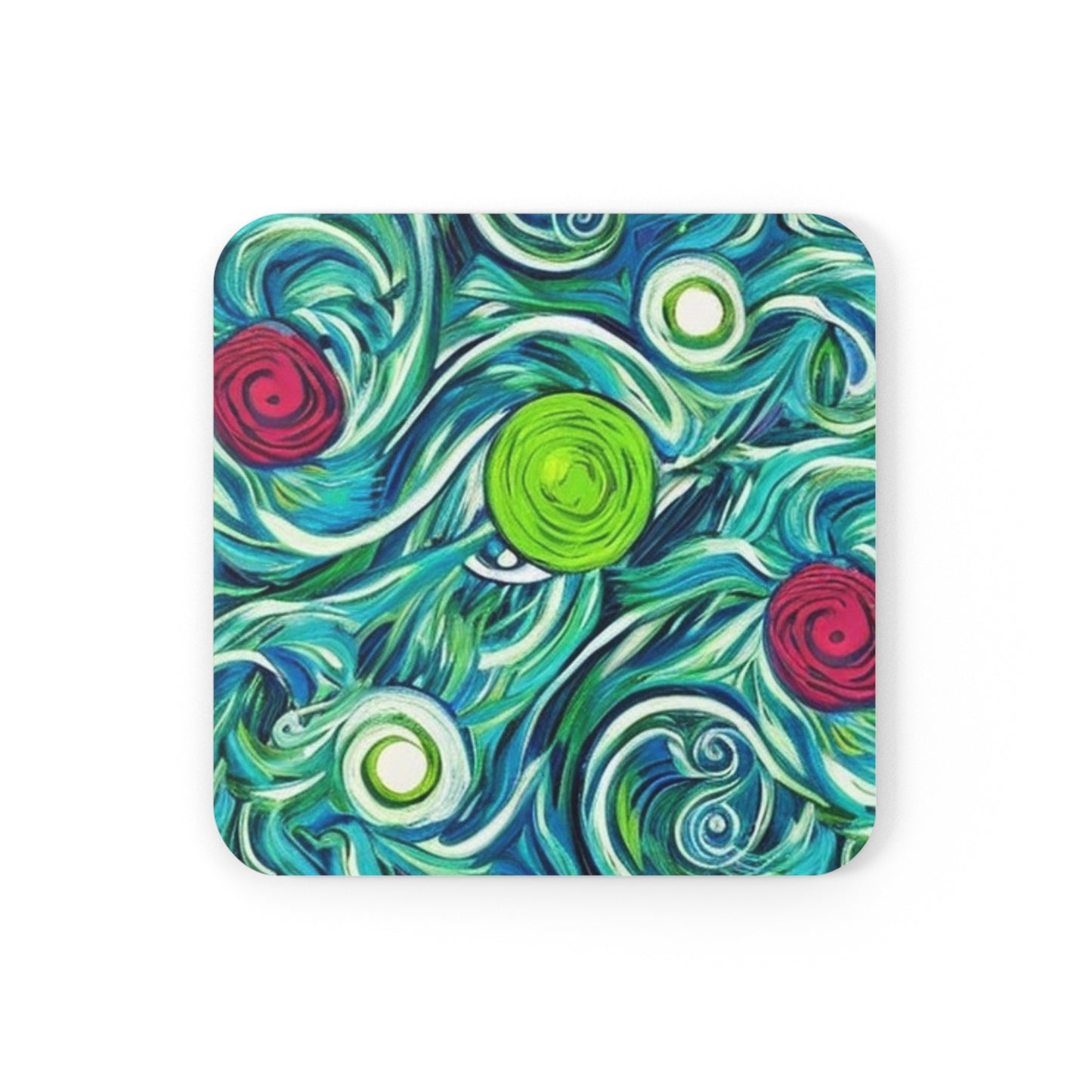 Cosmic Swirls Midcentury Modern Cocktail Party Beverage Entertaining Corkwood Coaster Set