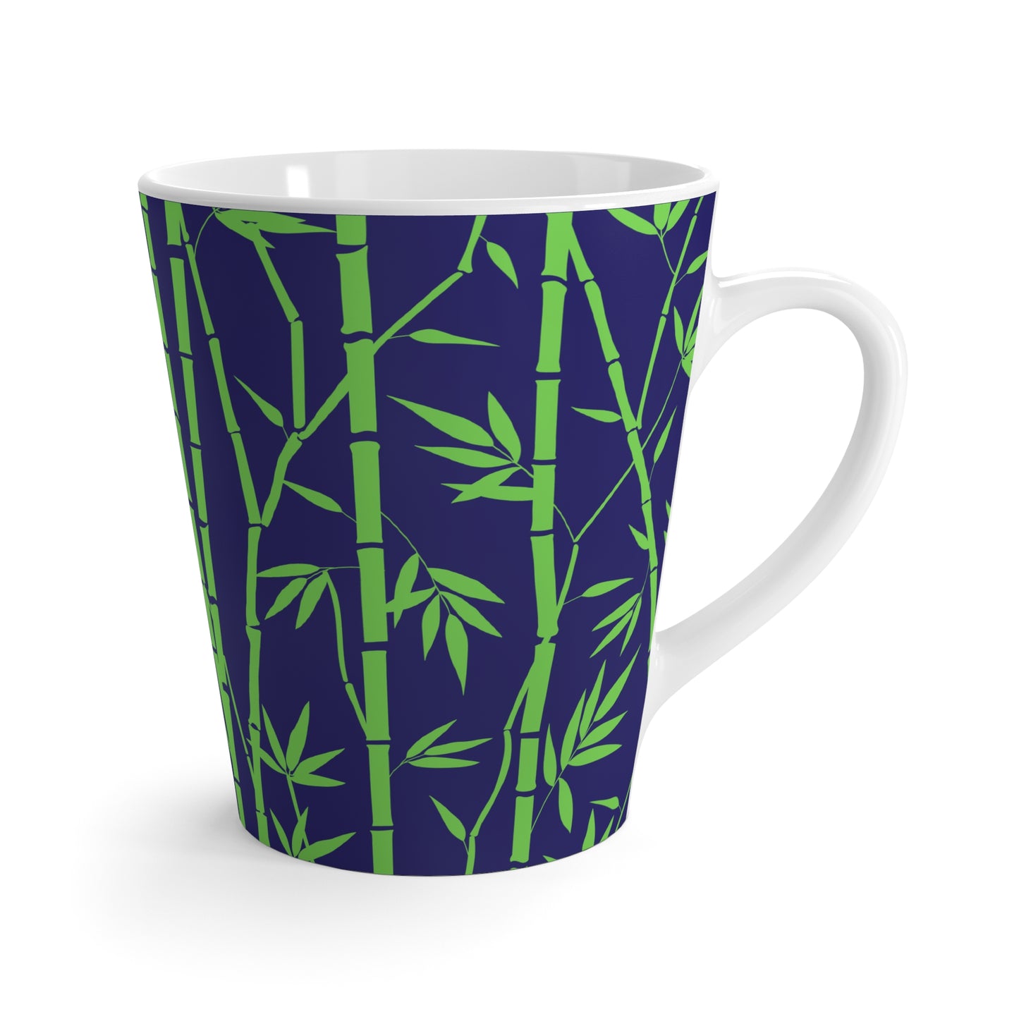 Bamboo Zen Meditation Garden Midnight Blue/Black Hot Beverage Cappuccino Matcha Tea Decorative Latte Mug