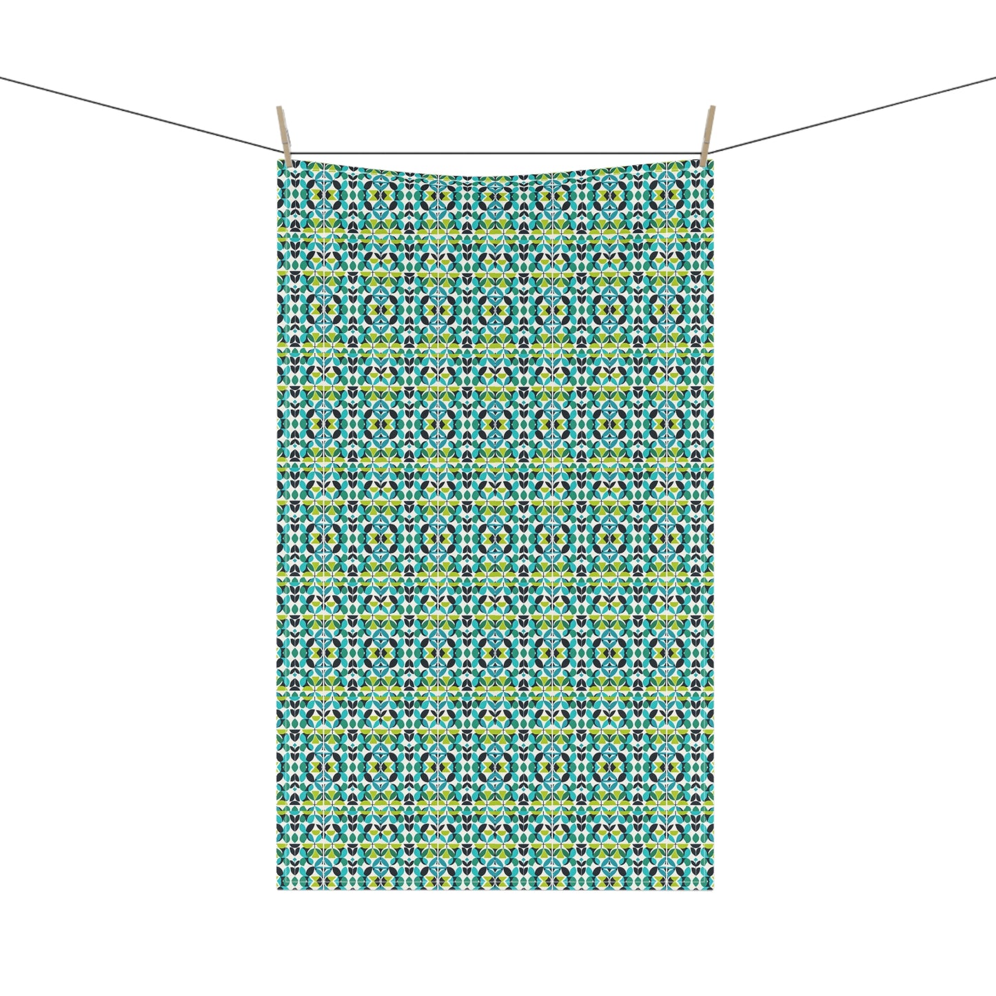 Midcentury Modern Green Foliage Pattern Decorative Kitchen Tea Towel/Bar Towel