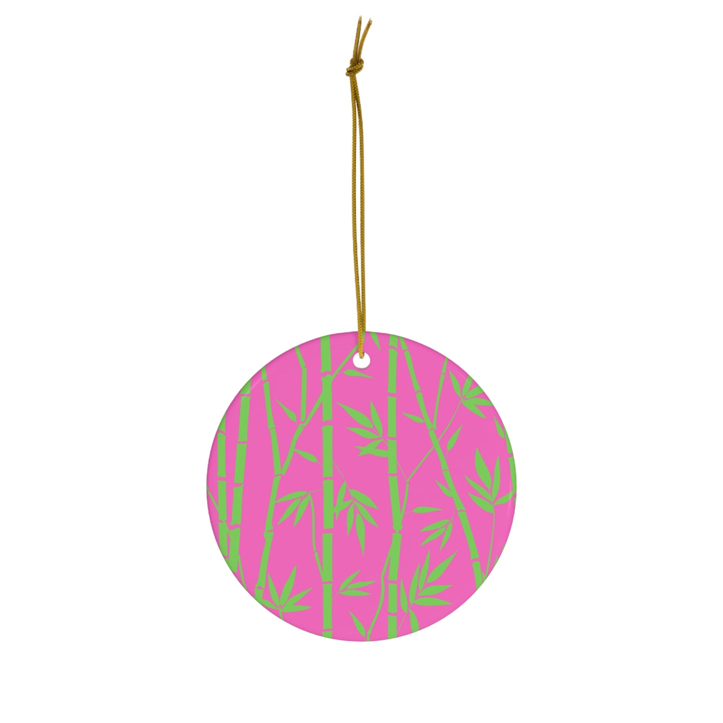 Bamboo Zen Meditation Garden Hot Pink Lime Green Ceramic Ornament