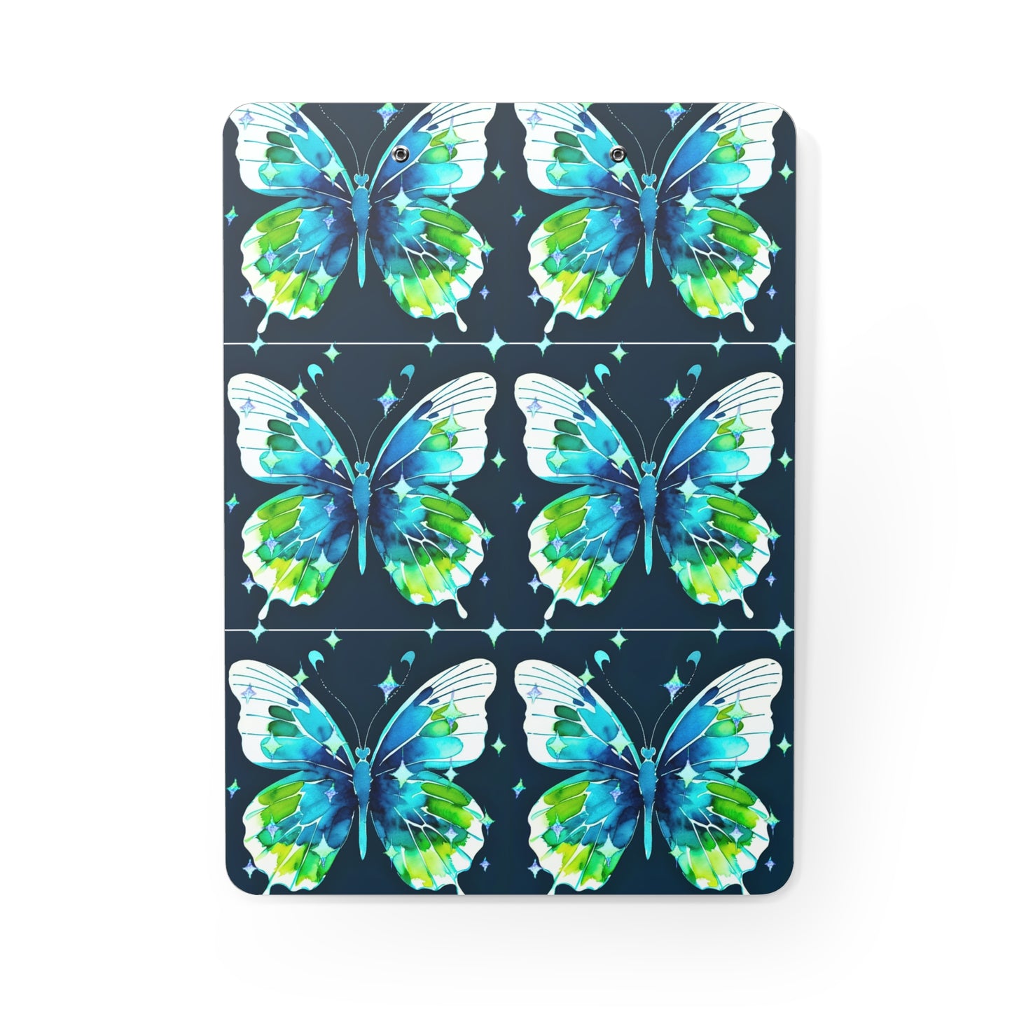 Twilight Awakening Blue Butterfly Watercolor Organizer Clipboard