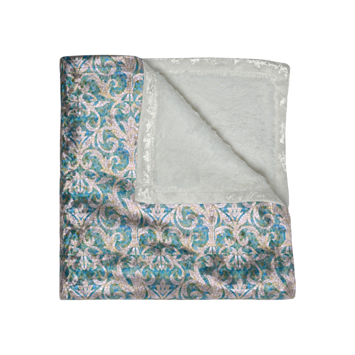 Aqua Mosaic Tile Cozy Warm Lounge Home Decor Crushed Velvet Blanket