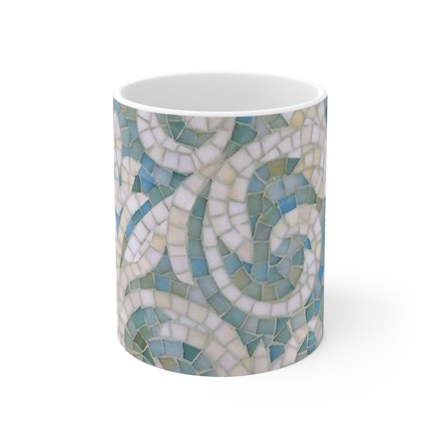 Aqua Mosaic Tile Hot Beverage Coffee Tea Decorative Ceramic Mug 11oz