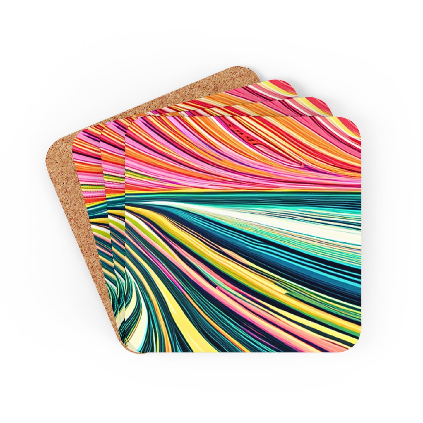 Abstract Desert Waves Landscape Southwest Cocktail Party Entertaining Corkwood Coaster Set