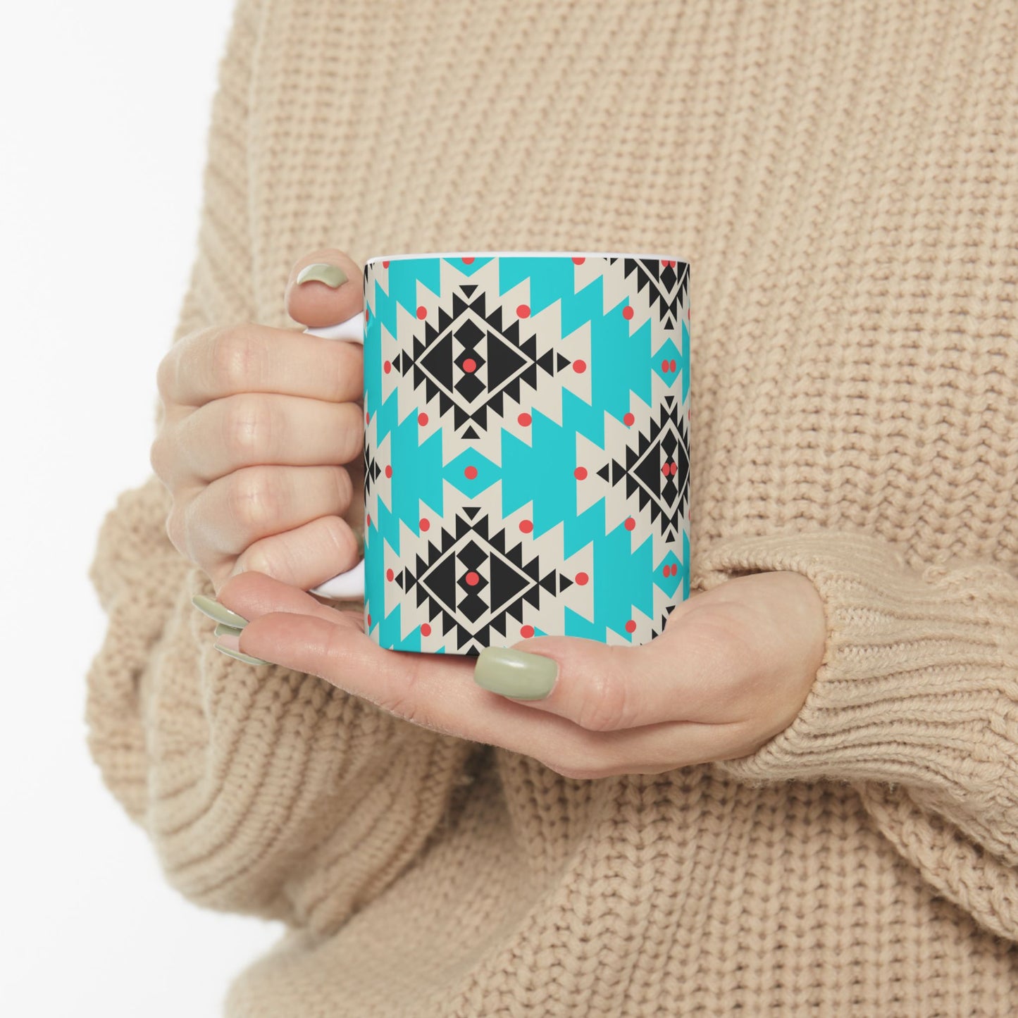 Navajo Concho Turquoise Ceramic Mug