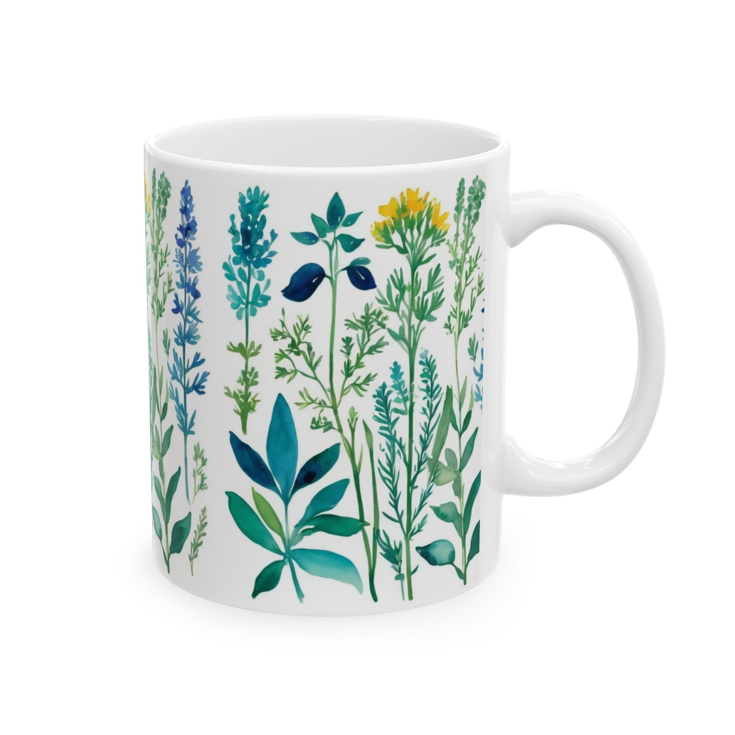 Spring Herbs Coffee Hot Beverage Ceramic Mug, 11oz