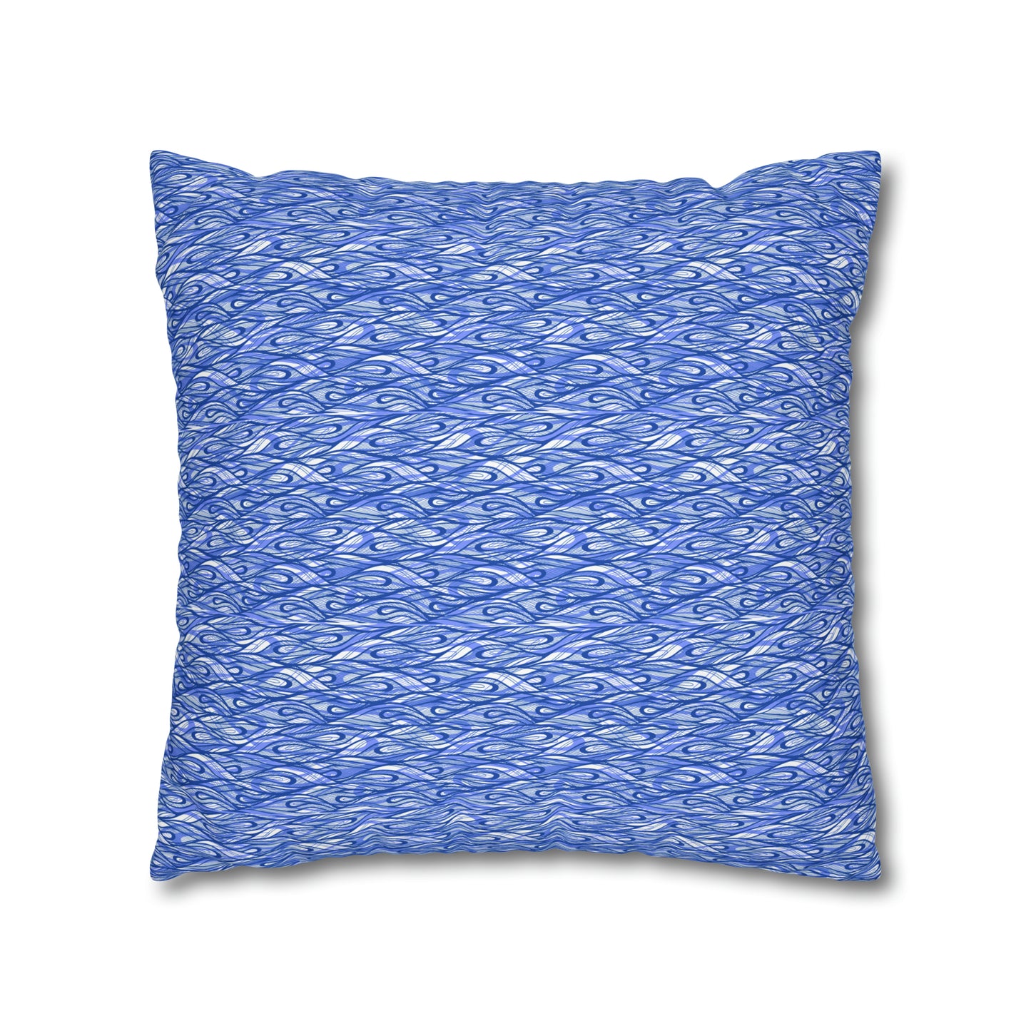 Waves Vibrations Navy Lavender Modern Coastal Pattern Decorative Spun Polyester Pillow Cover