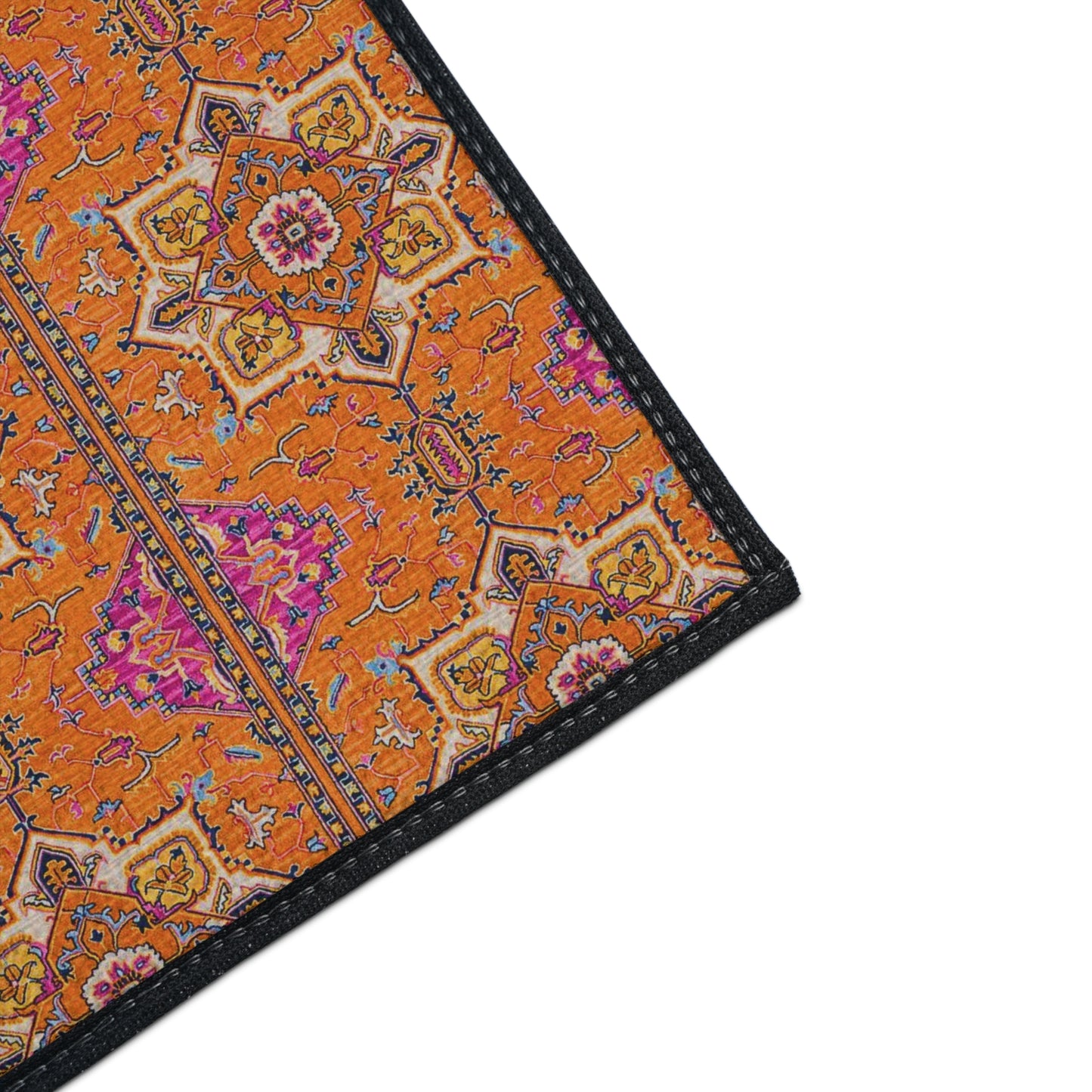 Berber Tribal Nomad Orange Pink Pattern Bohemian Decorative Indoor Outdoor Heavy Duty Floor Mat