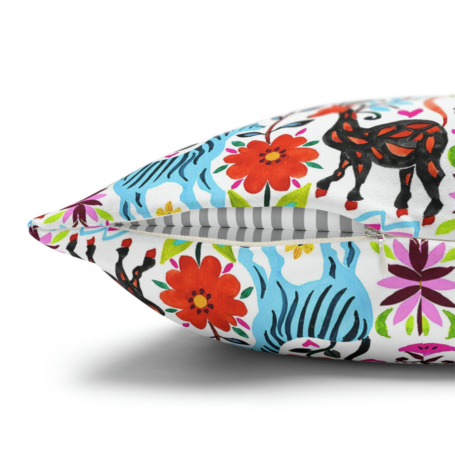 Otomi Festival of Springtime Folklore Floral Decorative Square Poly Canvas Pillow Cover