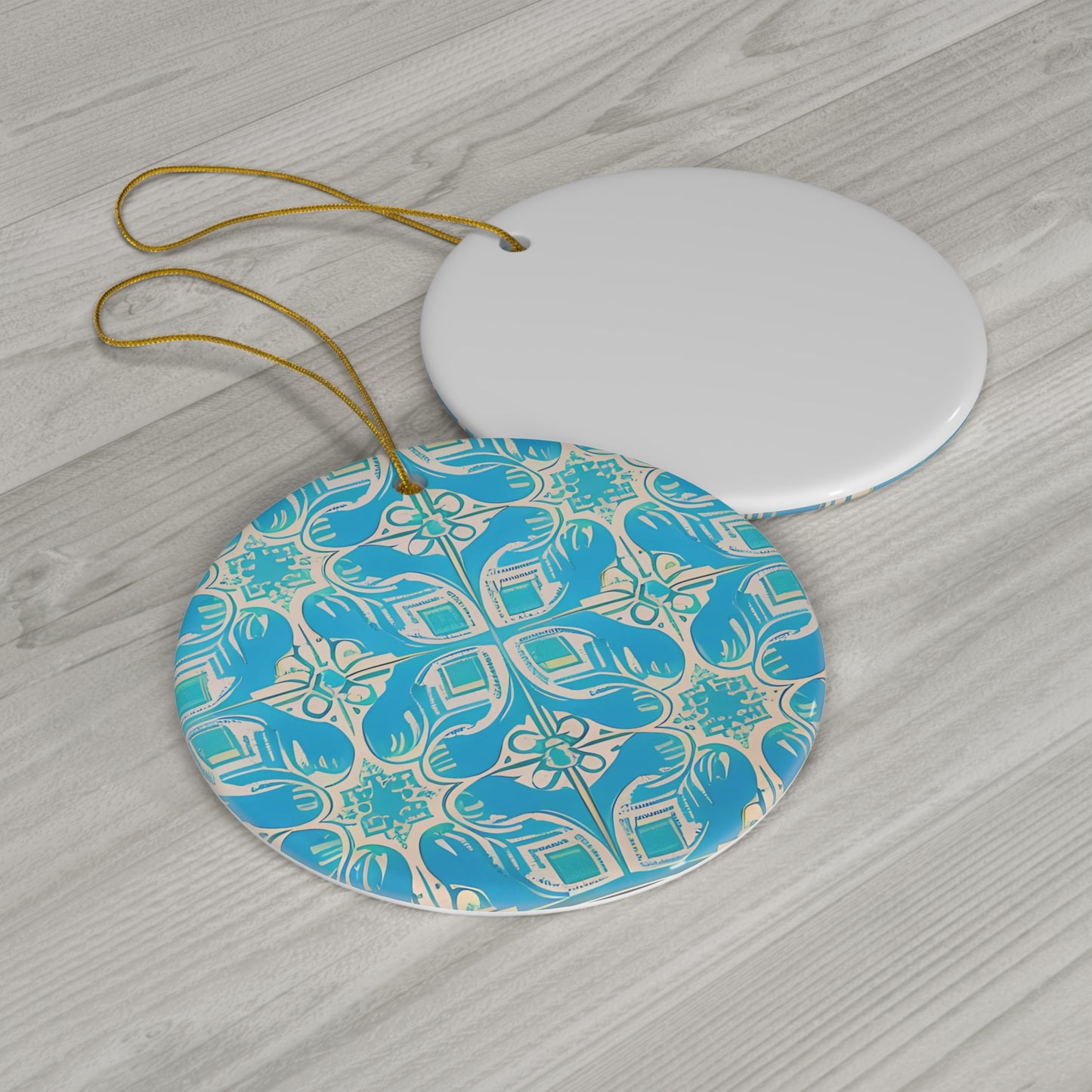 Greek Island Villa Tile Pattern Travel Coastal Ceramic Ornament