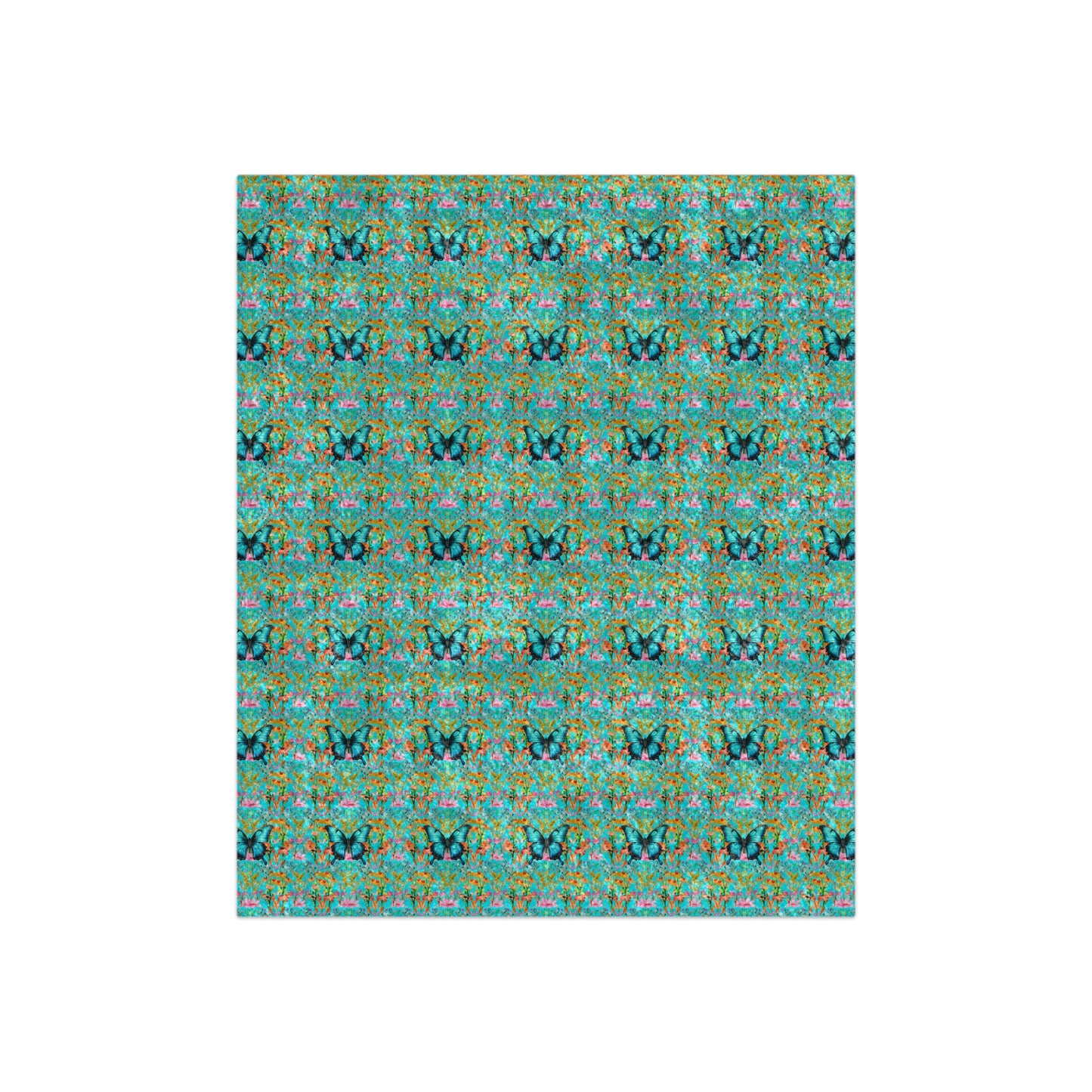 Wildflower Fields Turquoise Crushed Velvet Blanket