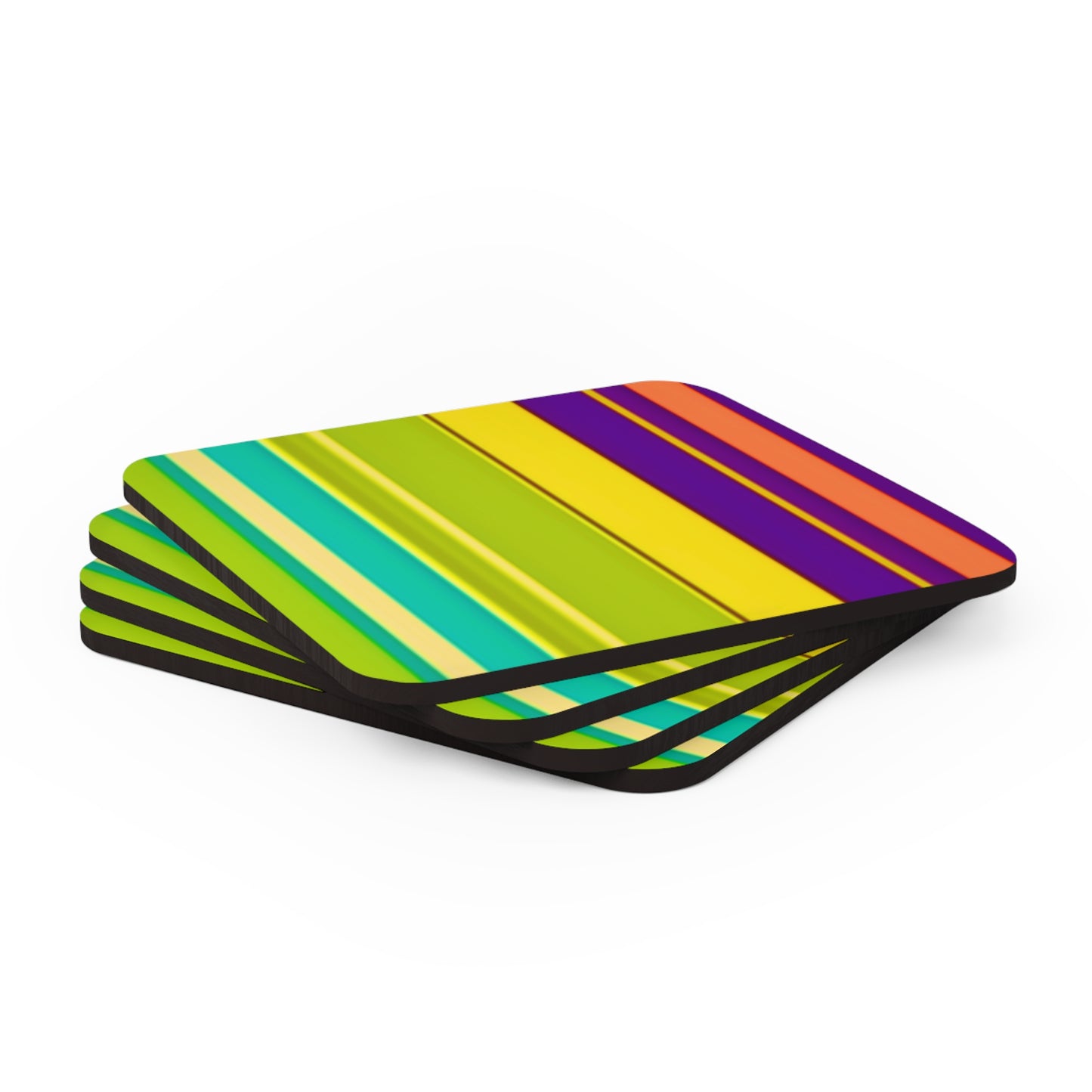 Fiesta Stripes Mexican Summertime Cocktail Entertaining Corkwood Coaster Set