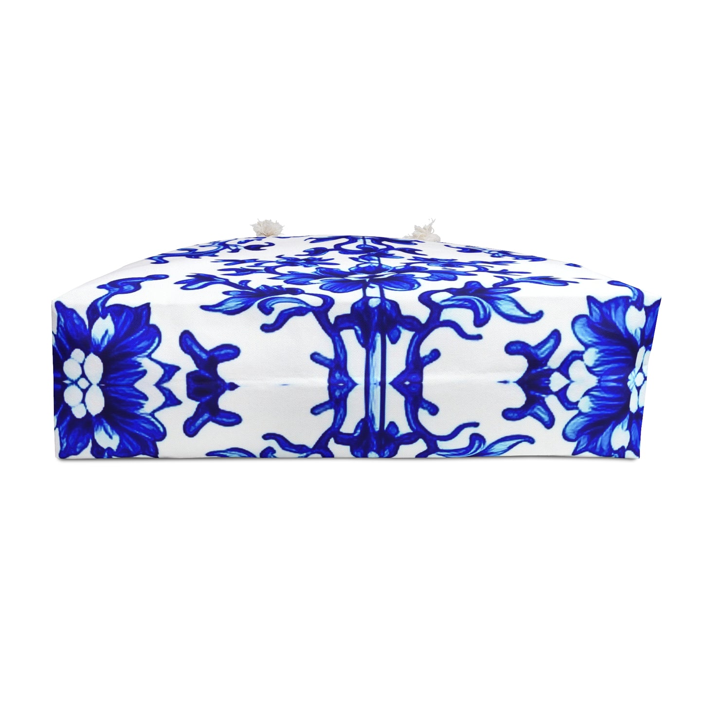Portuguese Blue and White Tile Pattern Shopper Market Beach Weekender Bag