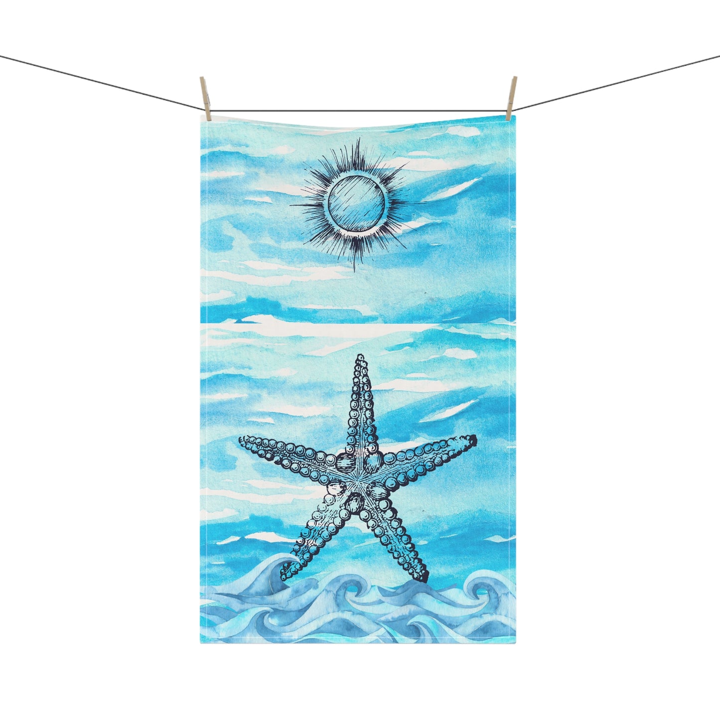 Coastal Summer Starfish Kitchen Towel / Tea Towel / Bar Towel