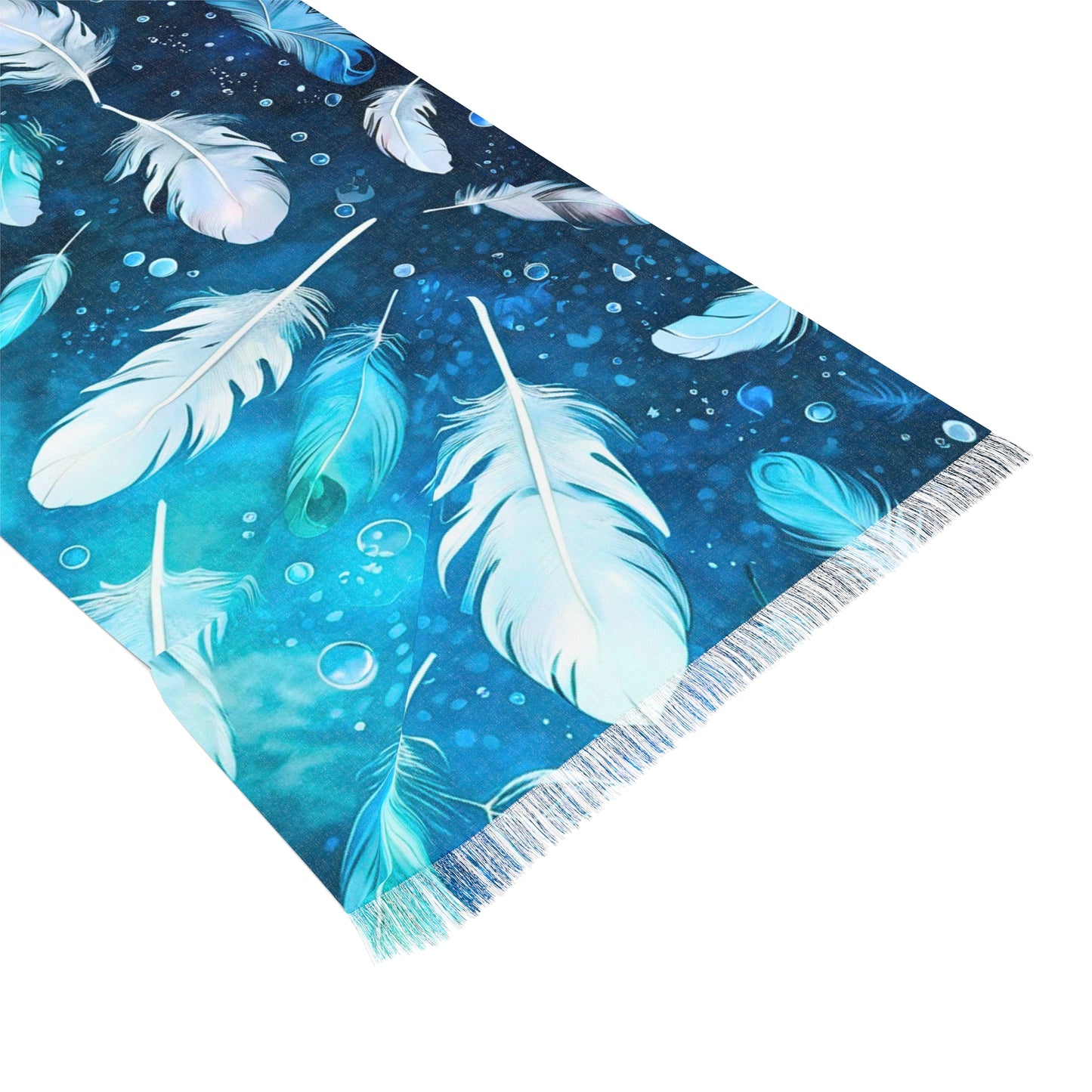 Sea of Feathers Decorative Fashionista Light Scarf with Fringe
