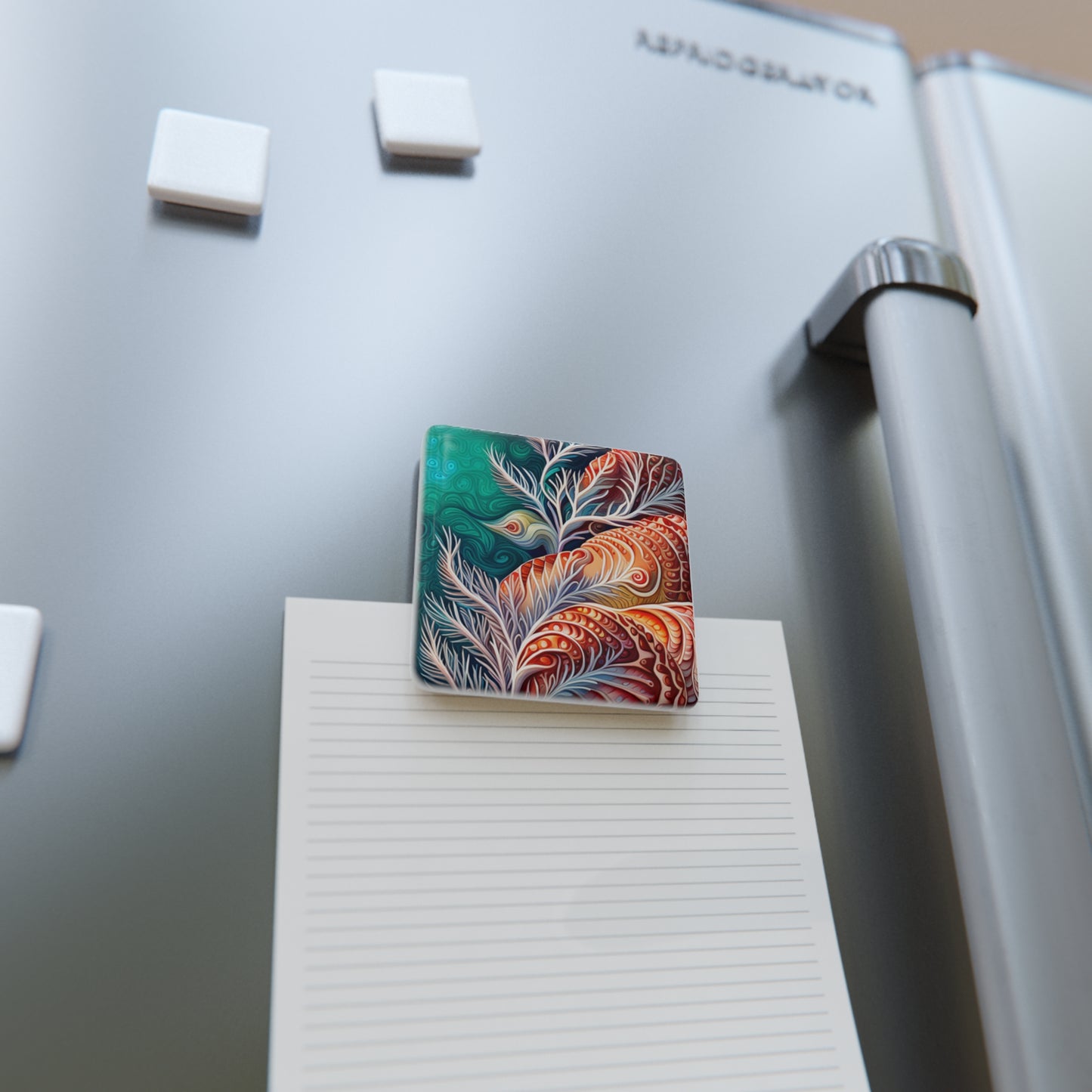 Coral Sea Ocean Coastal Life Porcelain Magnet, Square