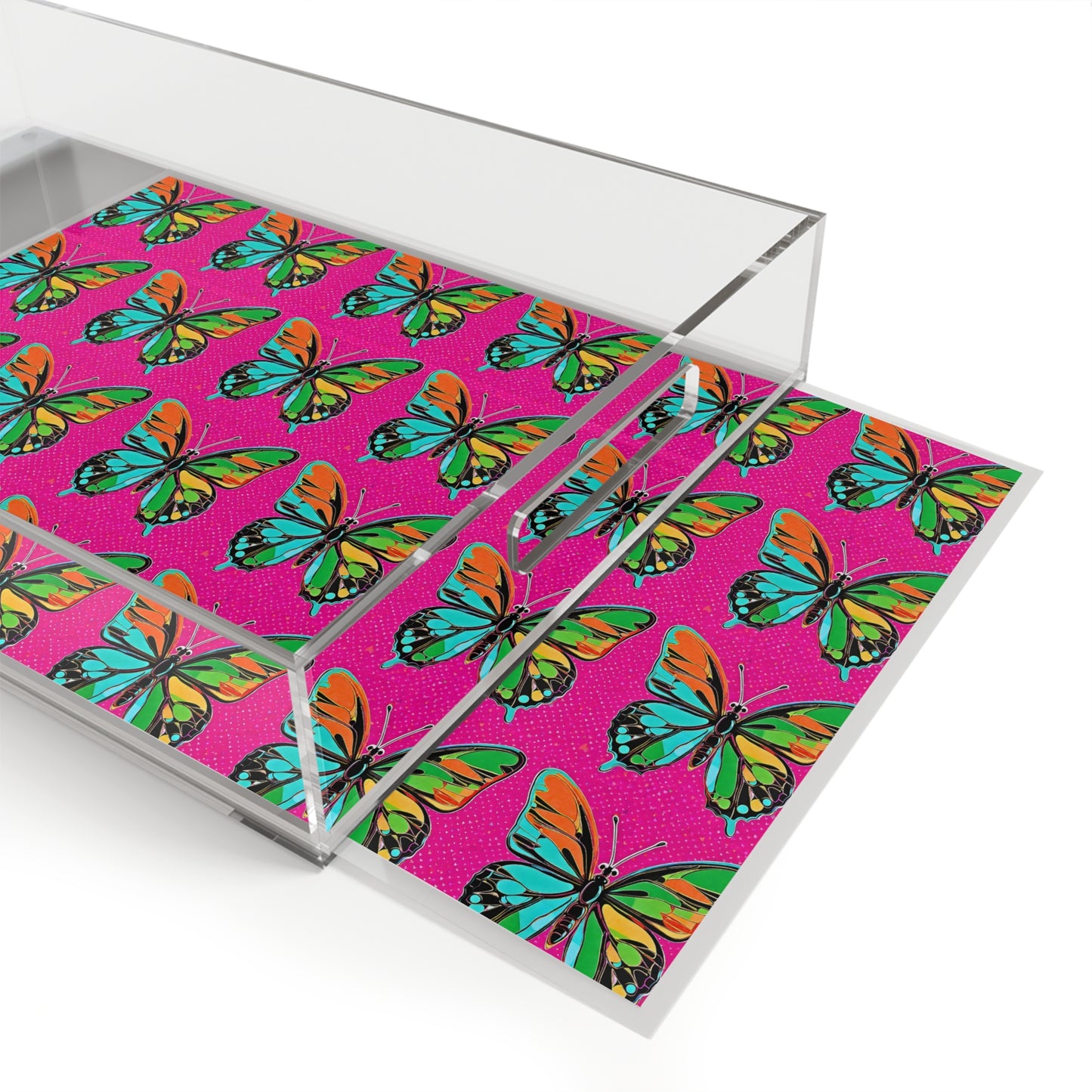 Modern Butterfly Pop Art 1960s Museum Gallery Cocktail Party Patio Home Deco Acrylic Serving Tray