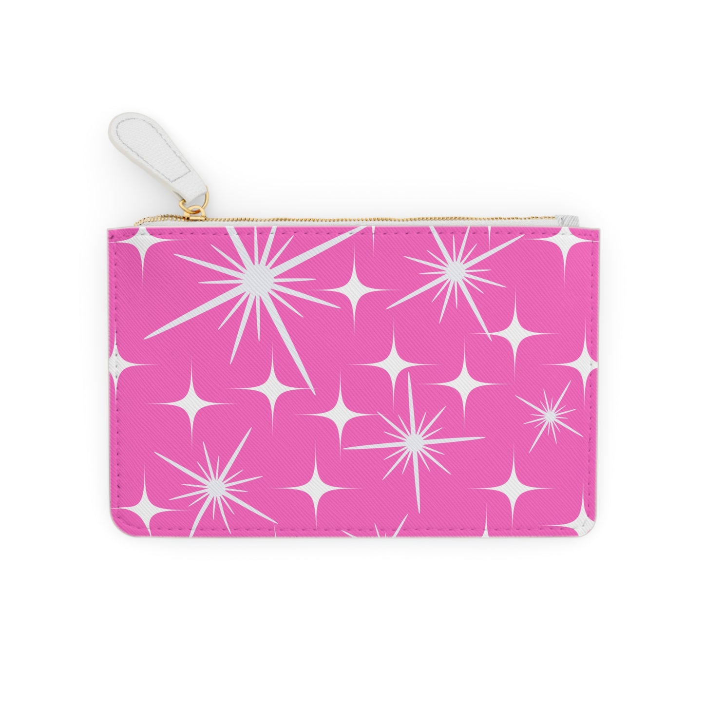 Midcentury Modern Celestial Stars Pink Coin Purse Lipstick Mini Pouch Clutch Bag