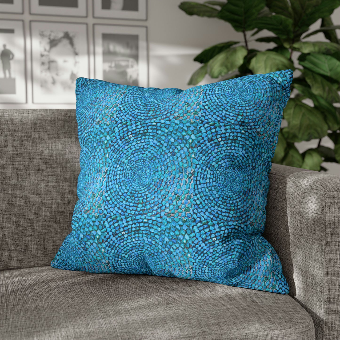 Turquoise Stones Natural Southwestern Decorative Accent Spun Polyester Pillow Cover