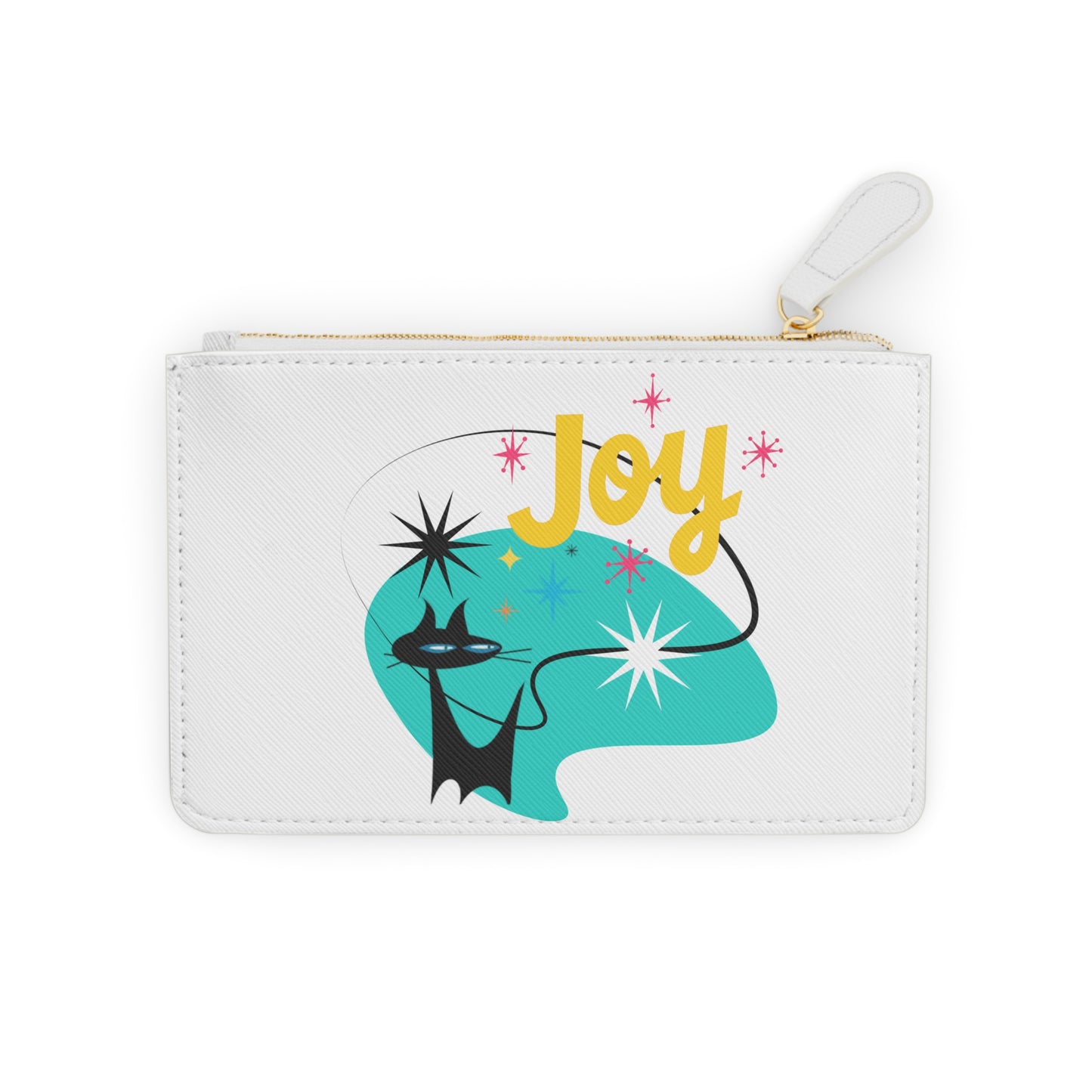 Joy Midcentury Modern Atomic Black Cat Coin Purse Lipstick Mini Pouch Clutch Bag