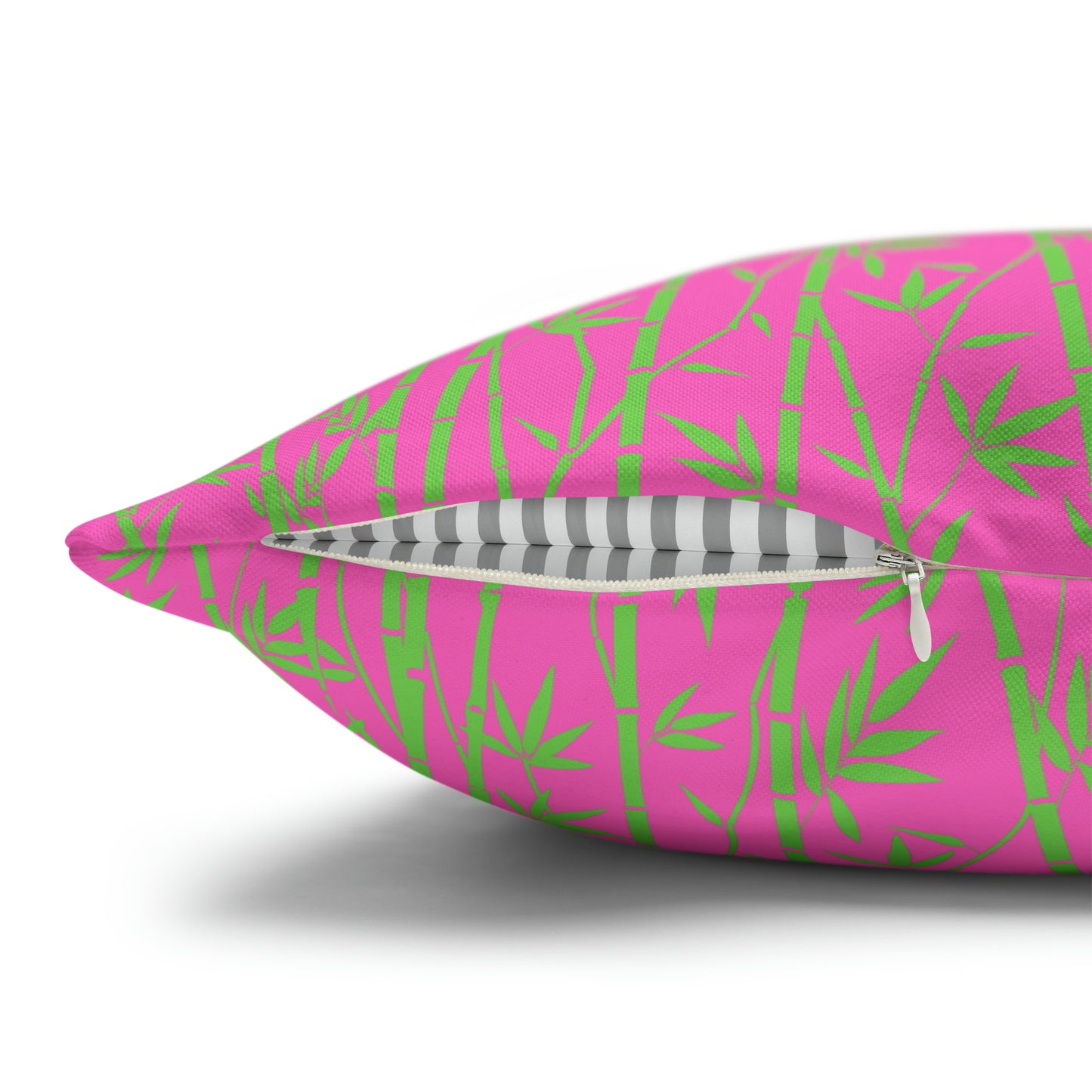 Bamboo Zen Meditation Garden Hot Pink Lime Green Decorative Spun Polyester Pillow Cover