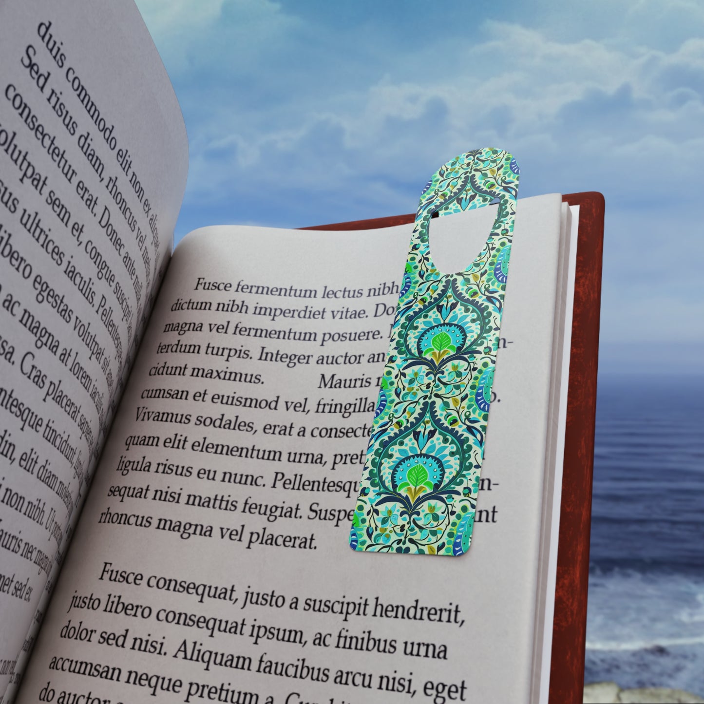 Suzani Tribal Pattern Blue and Green Bohemian Bookmark