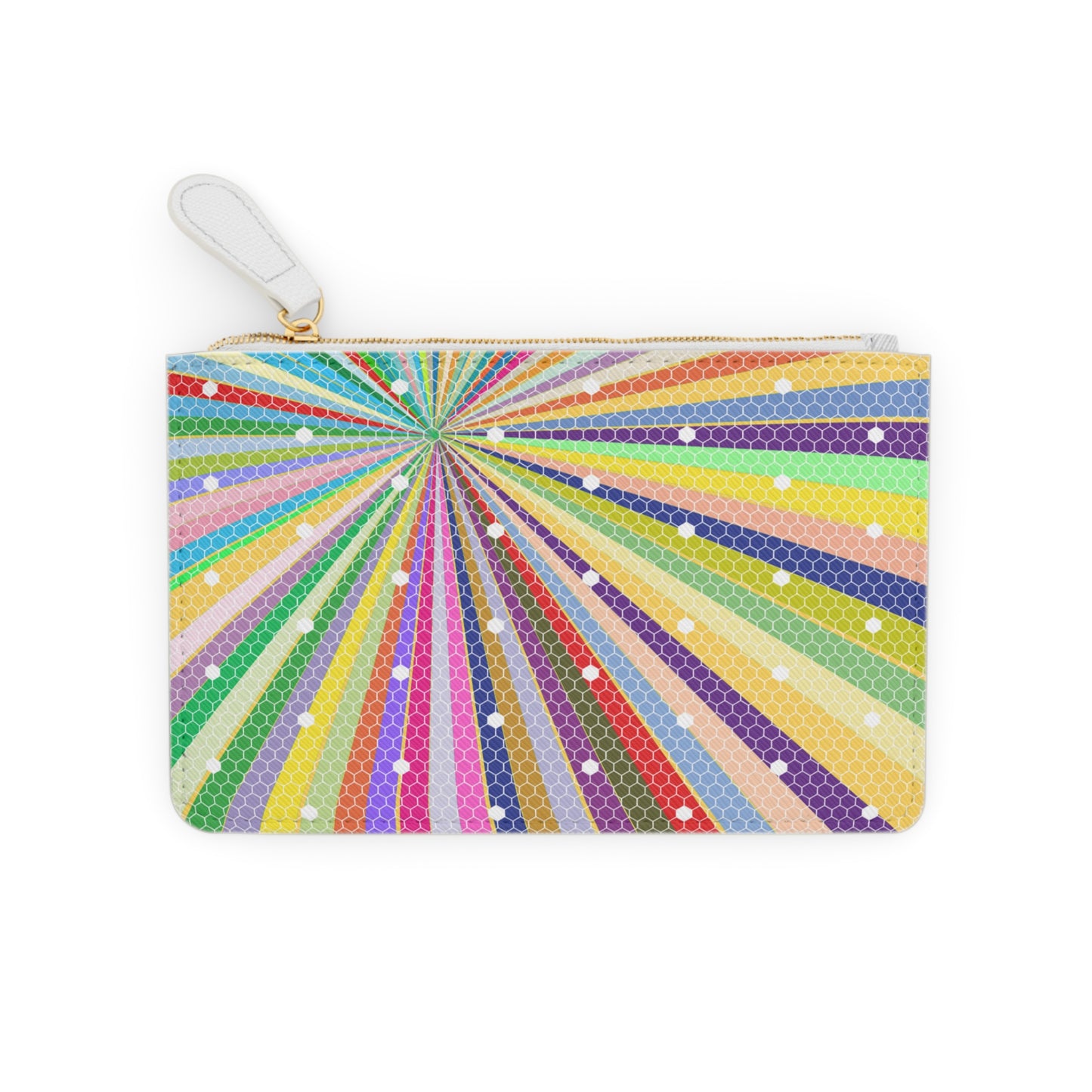 Spiral Spectrum Rainbow Vegan Leather Coin Purse Lipstick Mini Pouch Clutch Bag