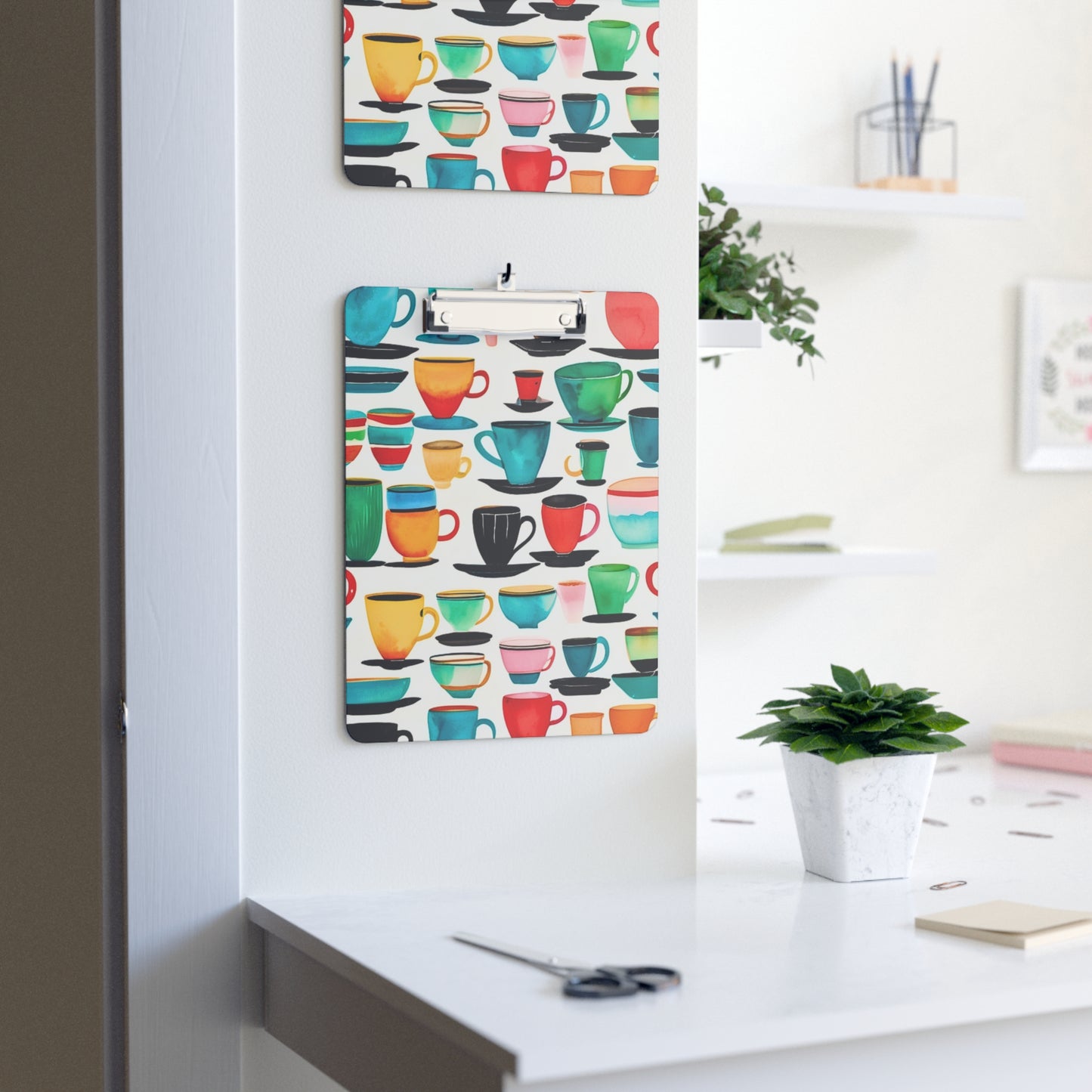 Coffee Cups Midcentury Modern Organizer Clipboard