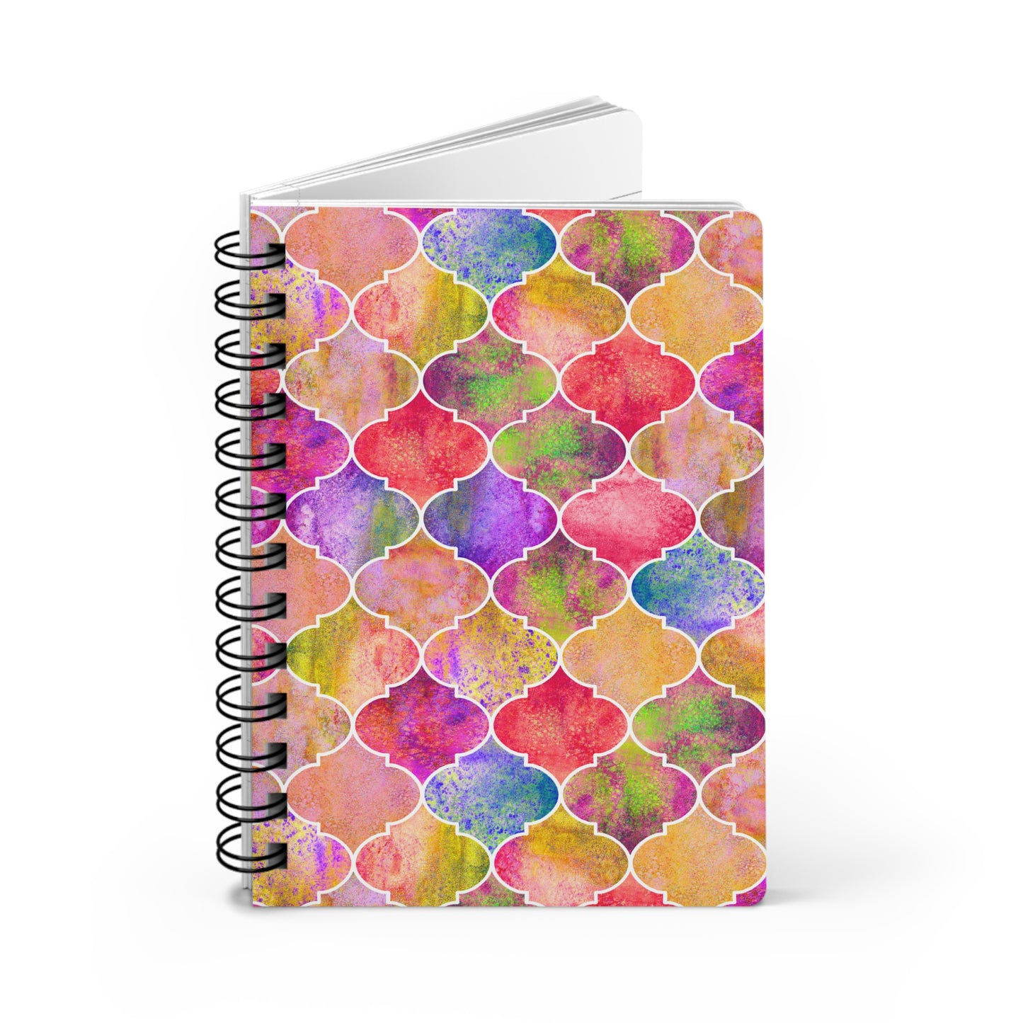 Sunset Glory Arabesque Tile Marrakech Moroccan Multi Colored Writing Sketch Inspiration Spiral Bound Journal