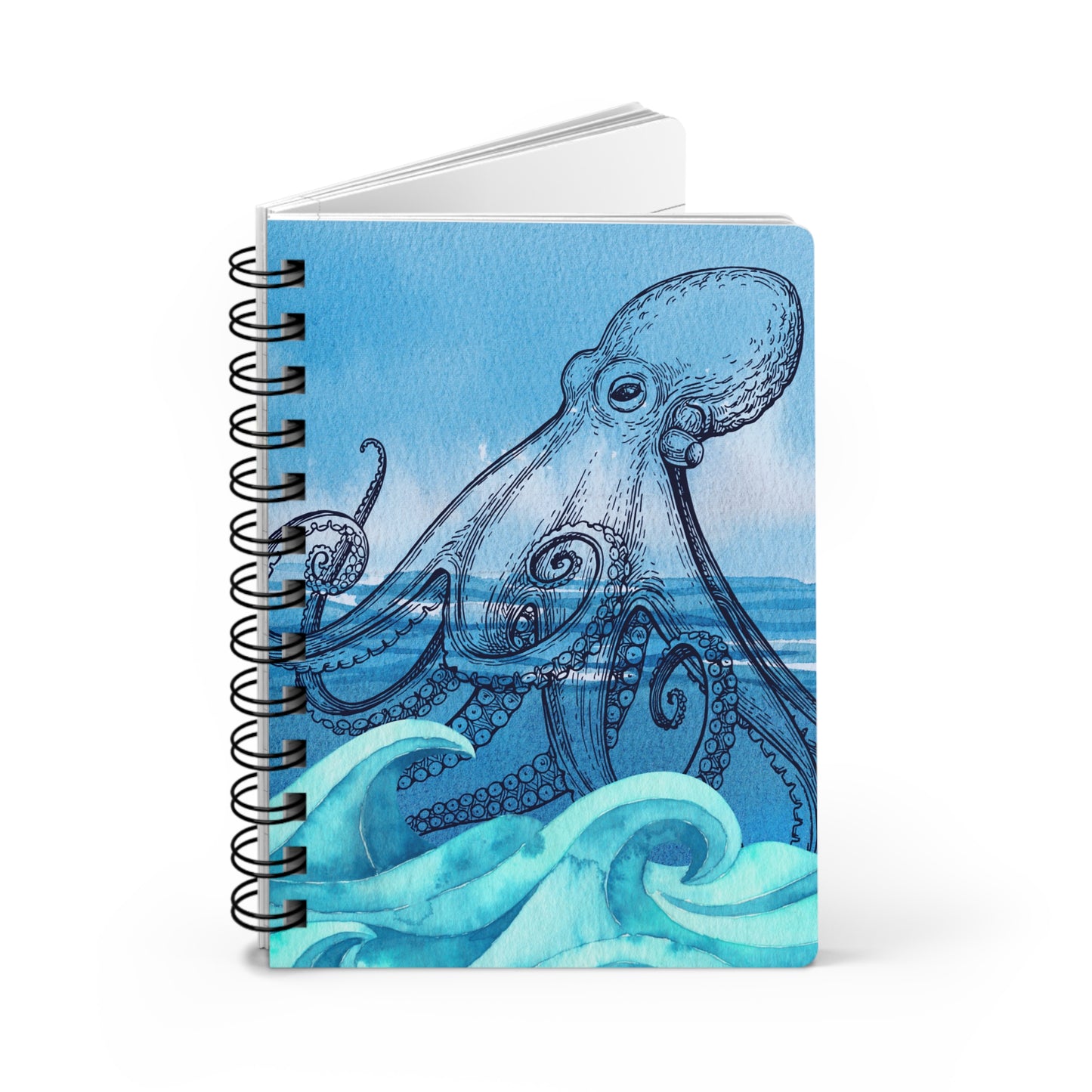 Octopus Ocean Creature Coastal Travel Writing Inspiration Spiral Bound Journal