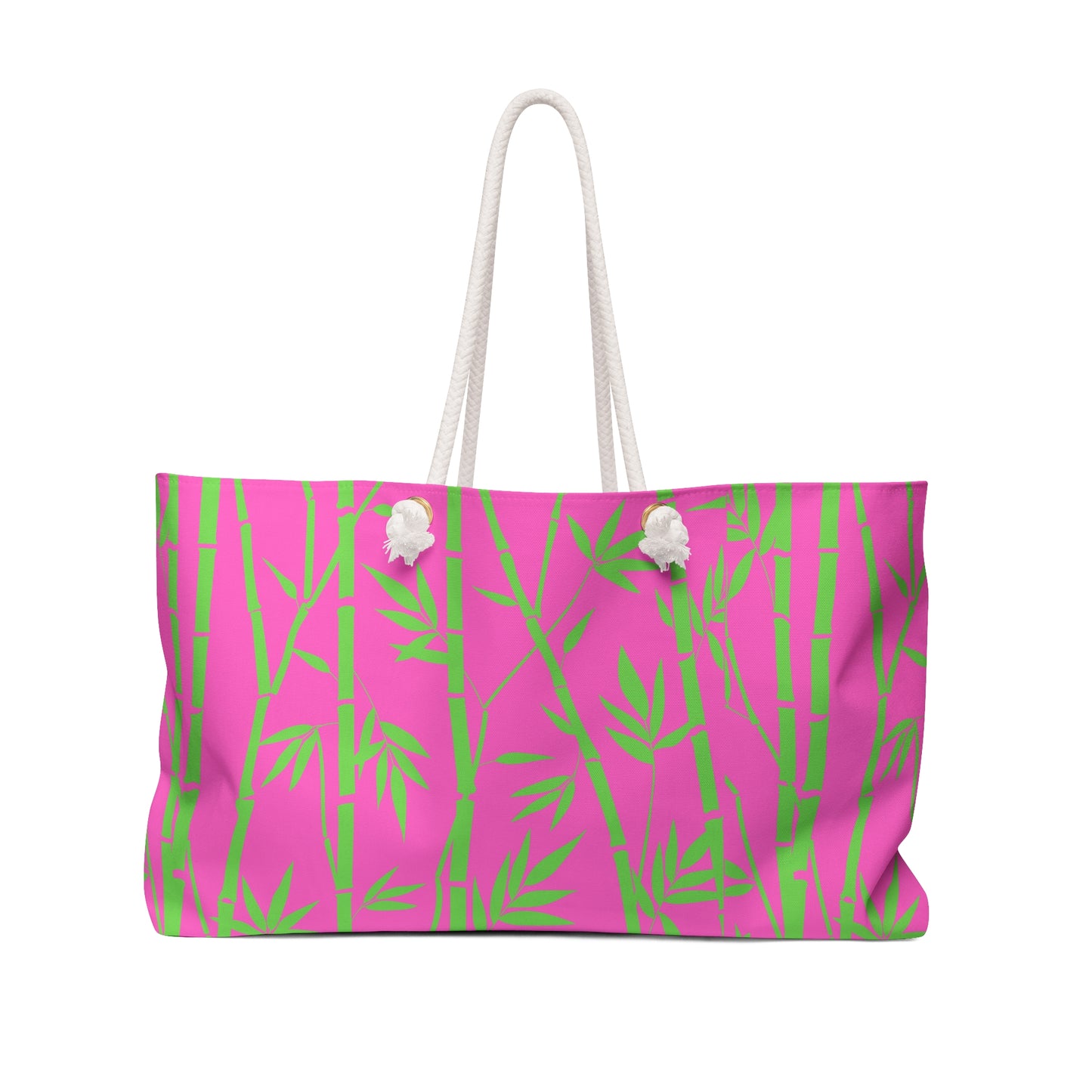 Bamboo Zen Meditation Garden Hot Pink Lime Green Beach Shopping Market Vacation Cruise Weekender Bag