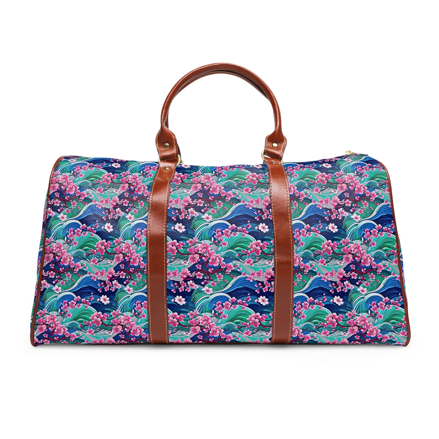 Japanese Mountains Cherry Blossoms Woodblock Pattern Waterproof Travel Bag