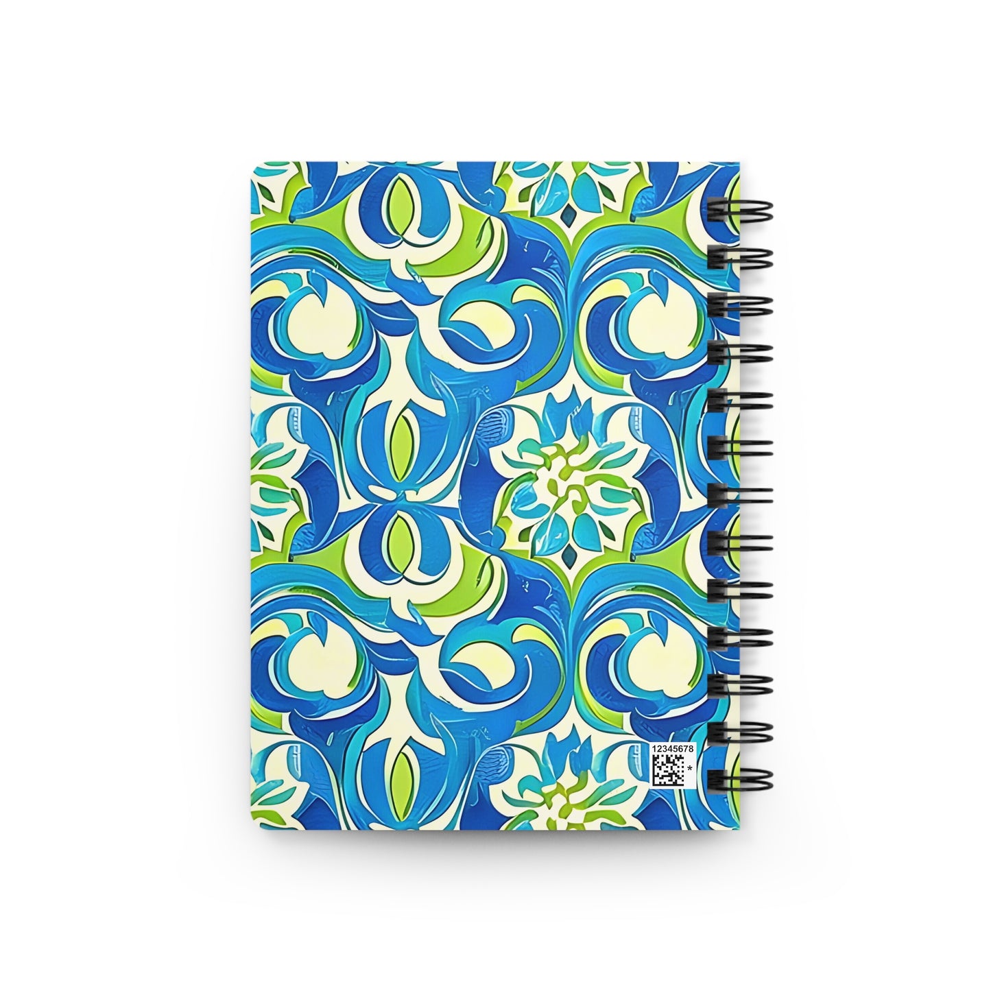Naples Osteria Sea Blue Italian Tile Pattern Decorative Foodie Travel Writing Spiral Bound Journal