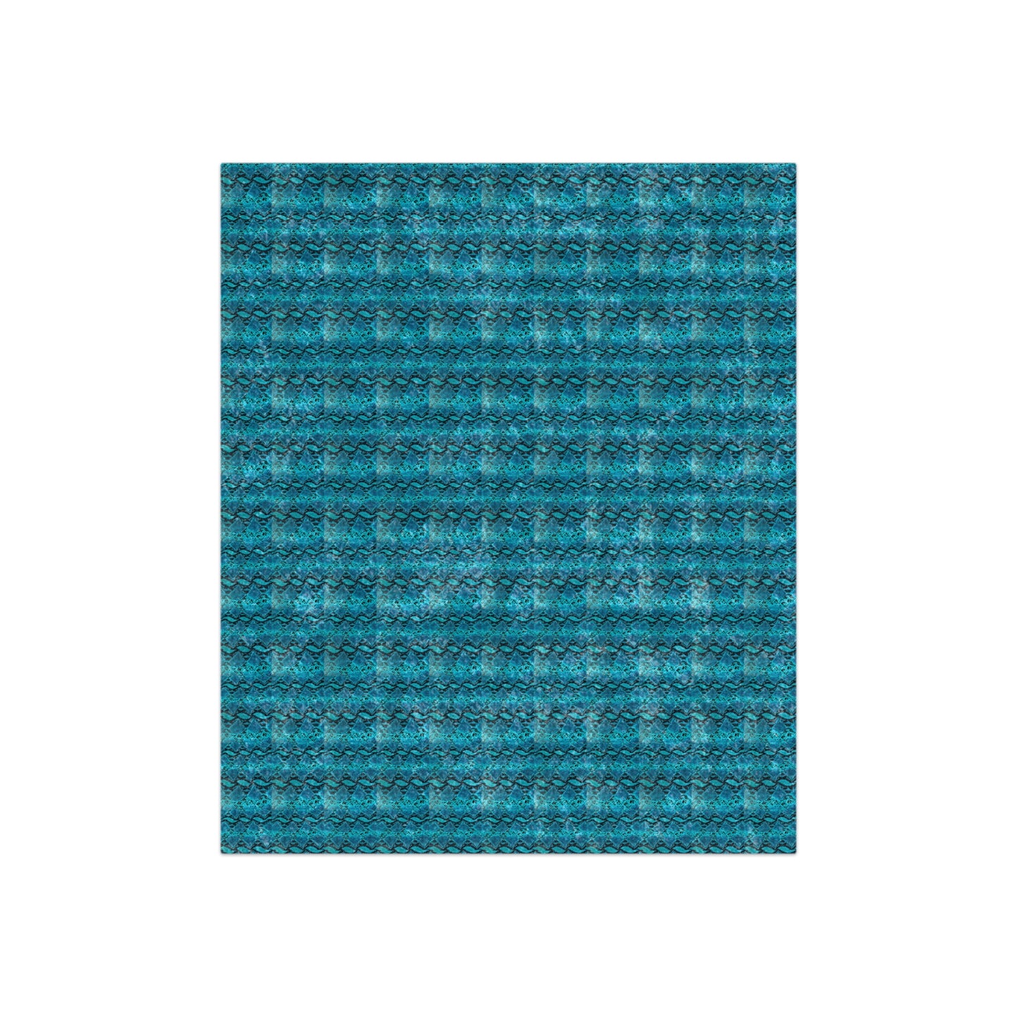 Turquoise Snakeskin Pattern Designer Collection Warm Cozy Lounge Shimmer Crushed Velvet Blanket