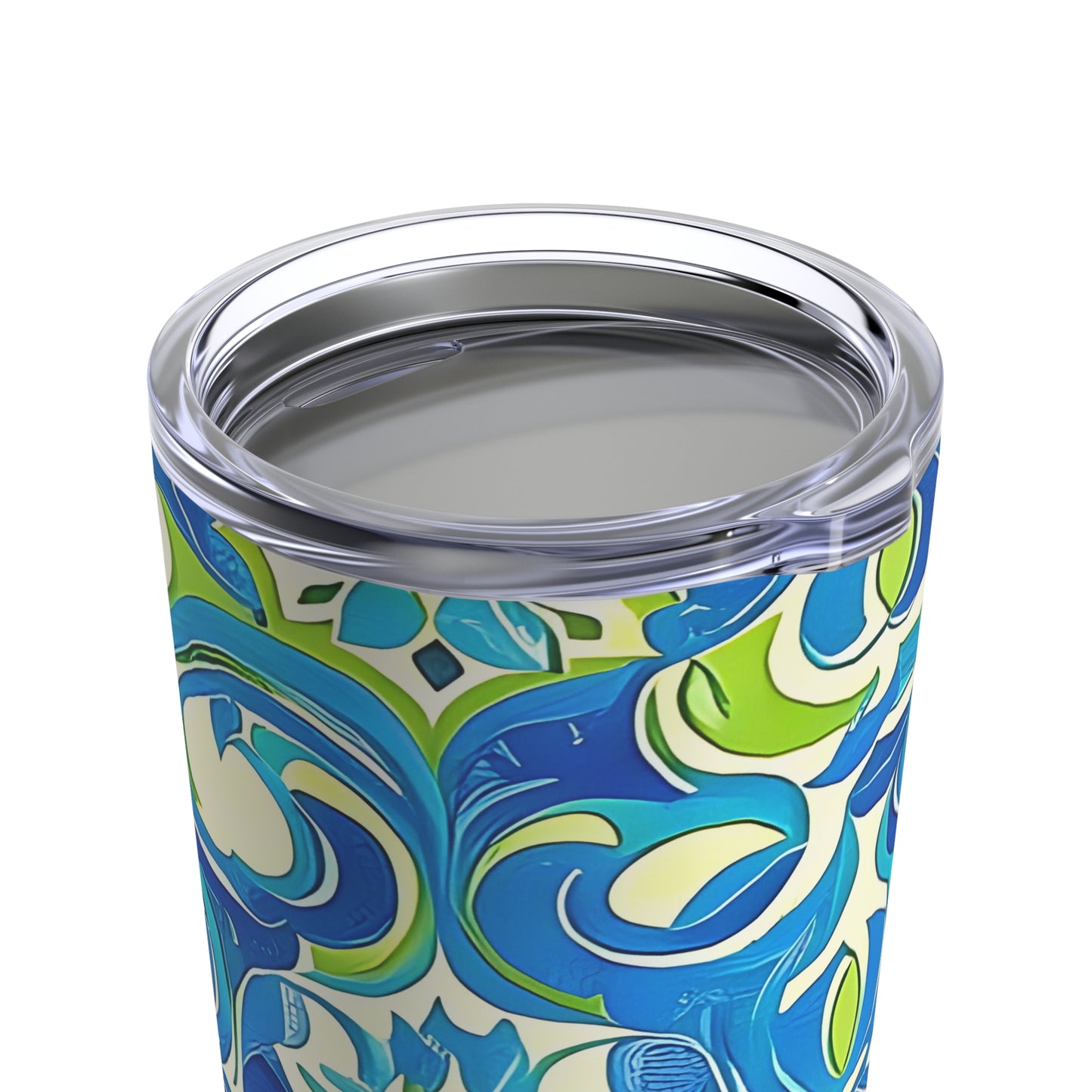 Naples Osteria Sea Blue Italian Tile Pattern Decorative Hot Cold Beverage Travel Tumbler 20oz
