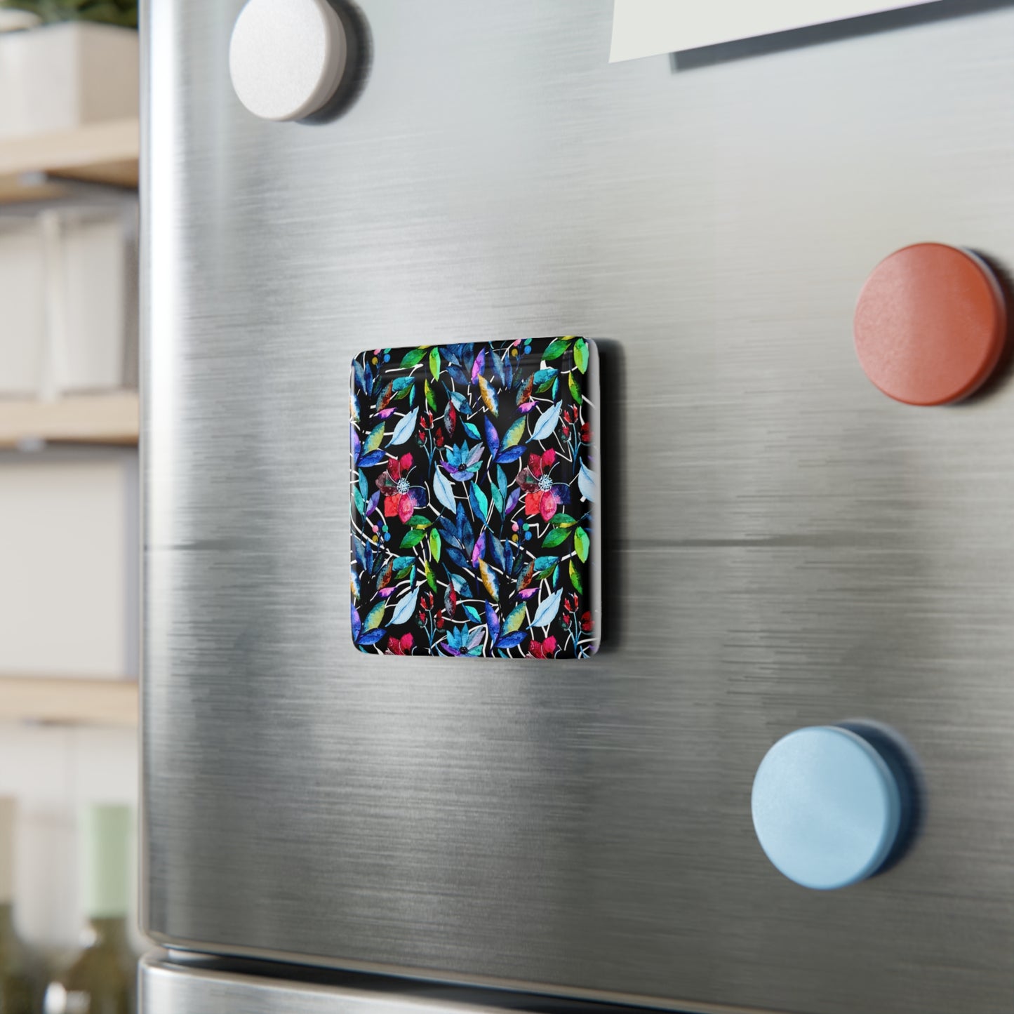 Once Upon a Forest Leaves Porcelain Magnet, Square
