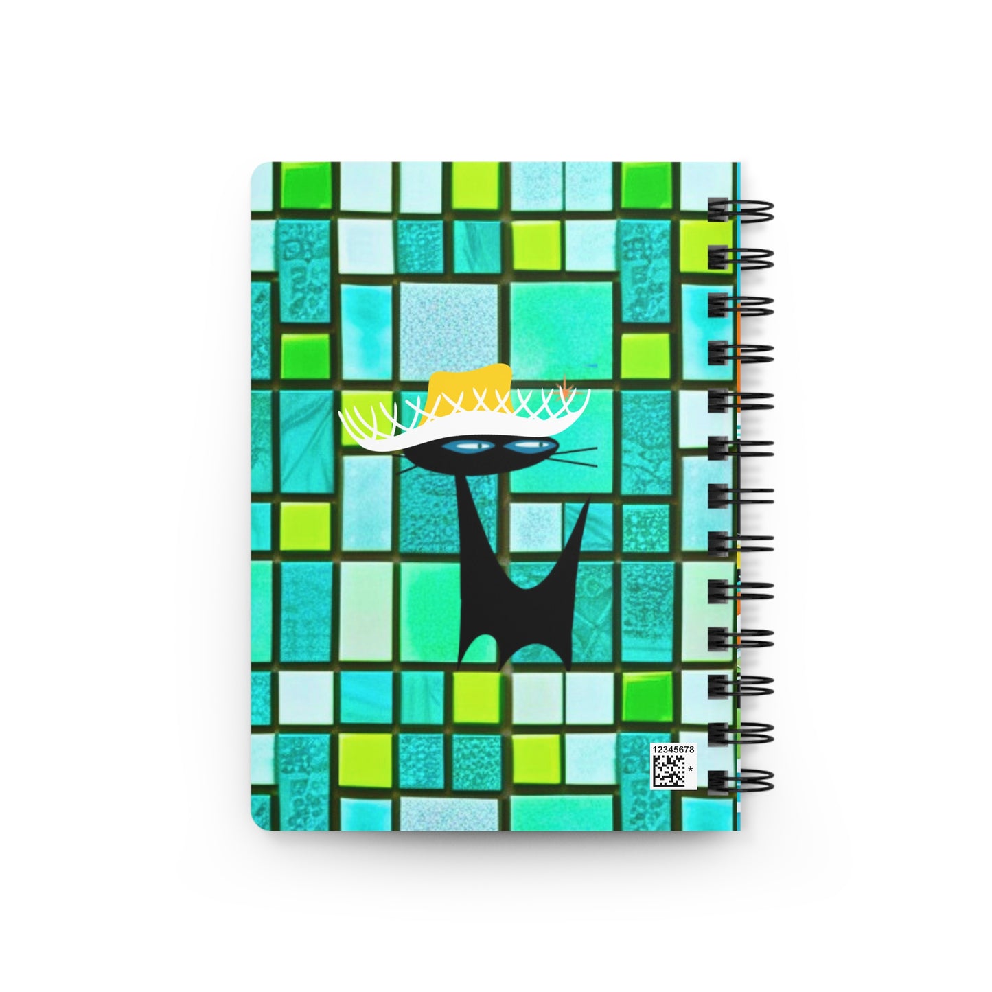 Alien Abduction Palm Springs Midcentury Modern Atomic Cat Spaceships Travel Sketch Writing Spiral Bound Journal