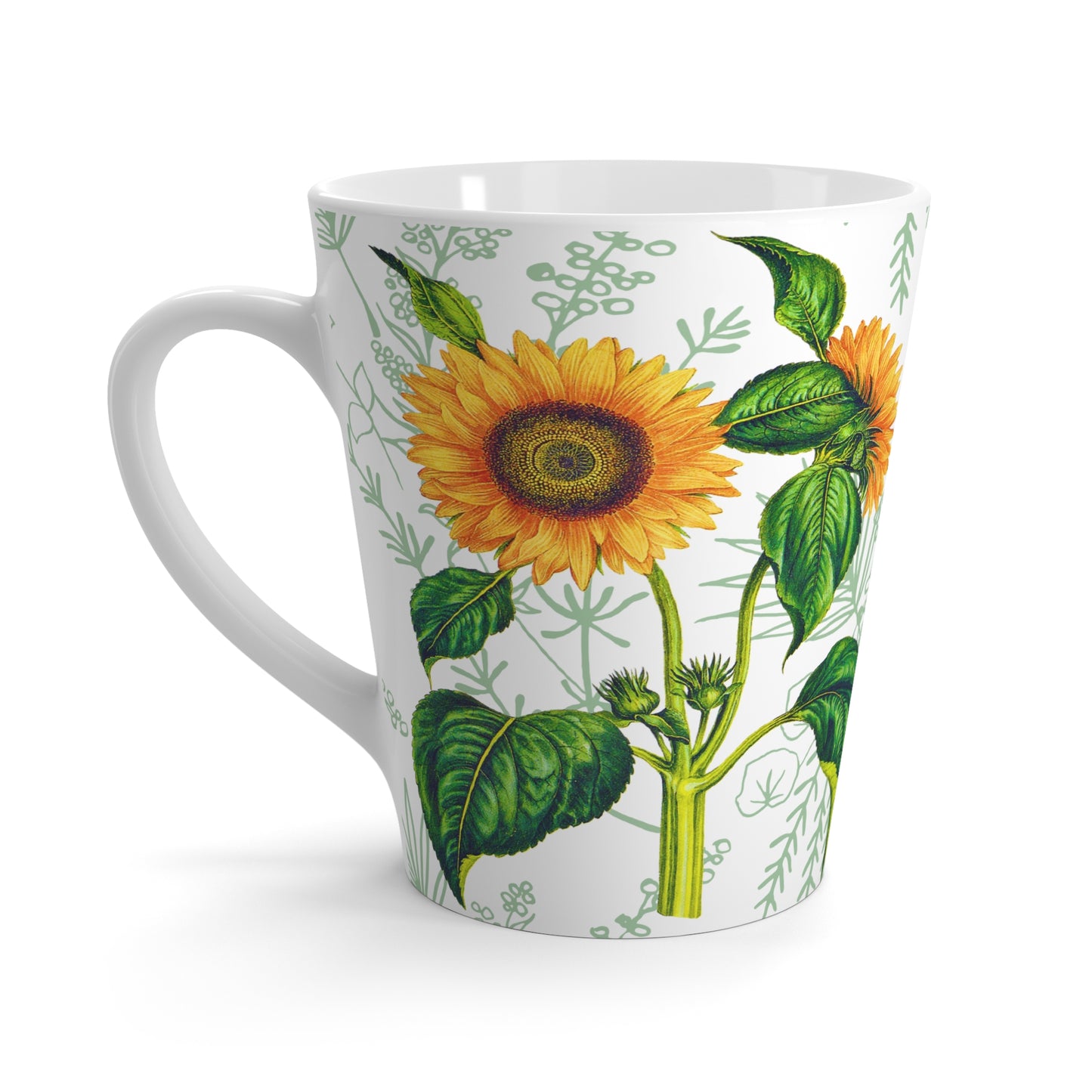 Summer Sunflower Botanical Cappuccino Beverage Latte Mug