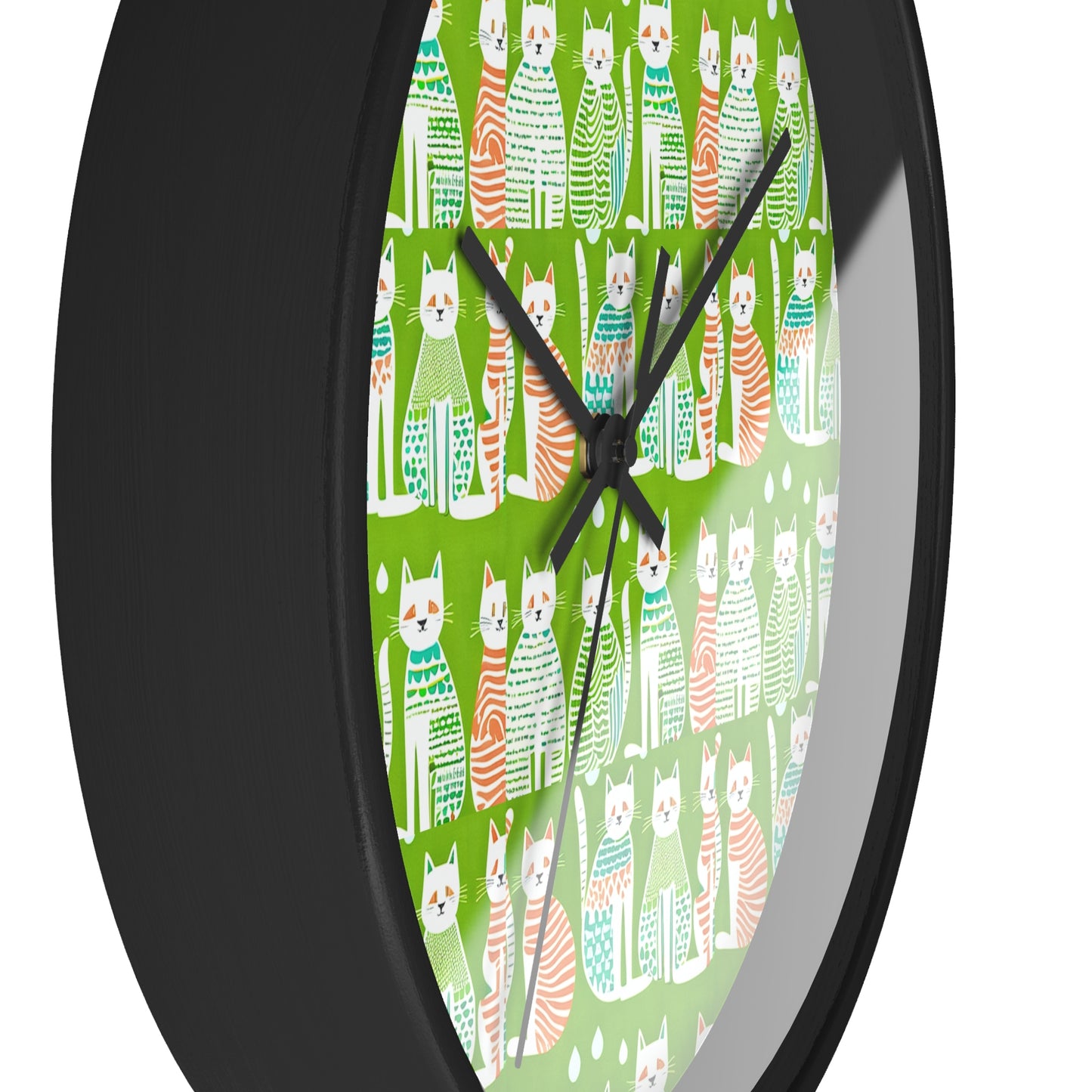 Cat Fashionistas Midcentury Modern Pattern Decorative Kitchen Wall Clock