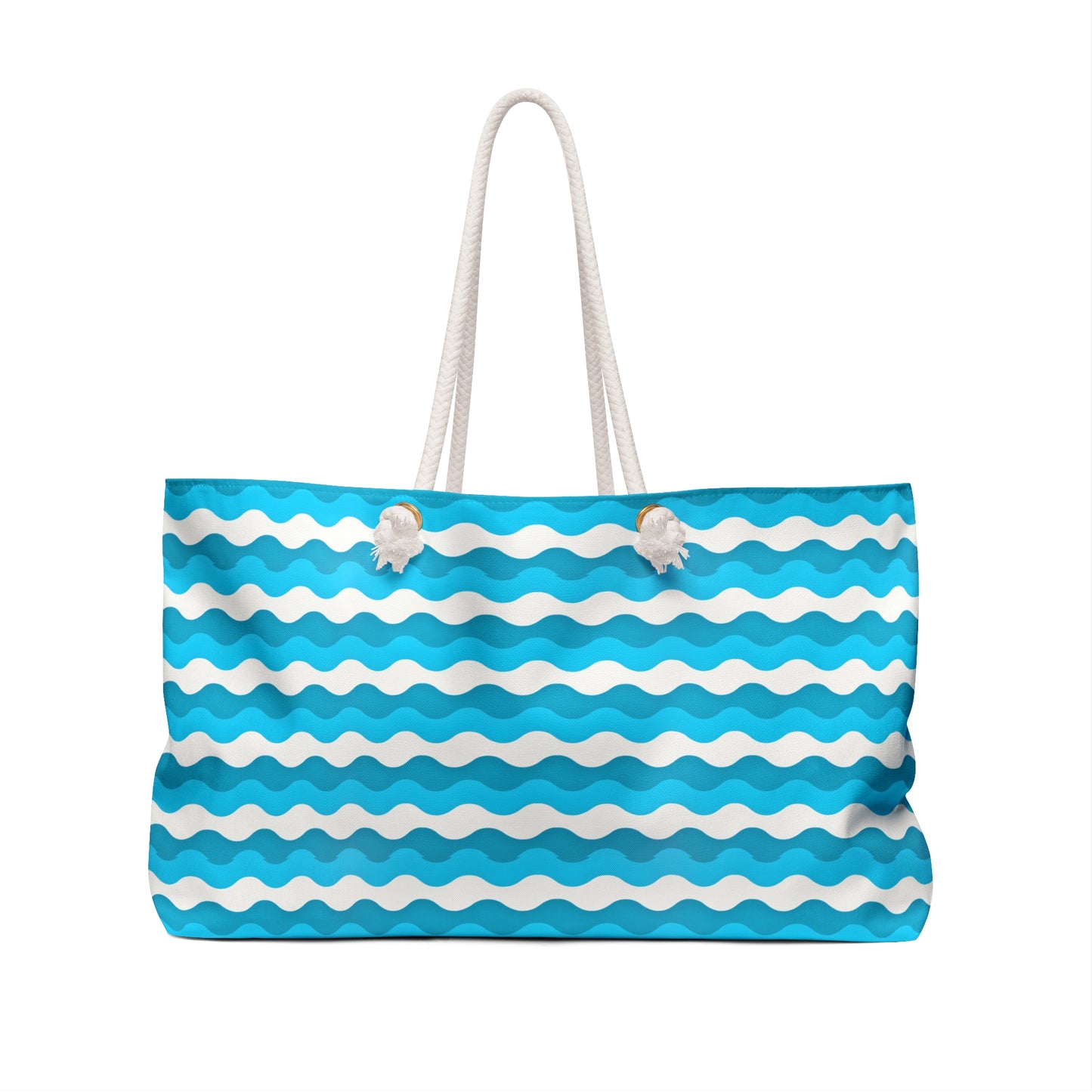 Groovy Waves Vibes Midcentury Modern Turquoise Ocean Coastal Shopper Market Beach Travel Vacay Weekender Bag