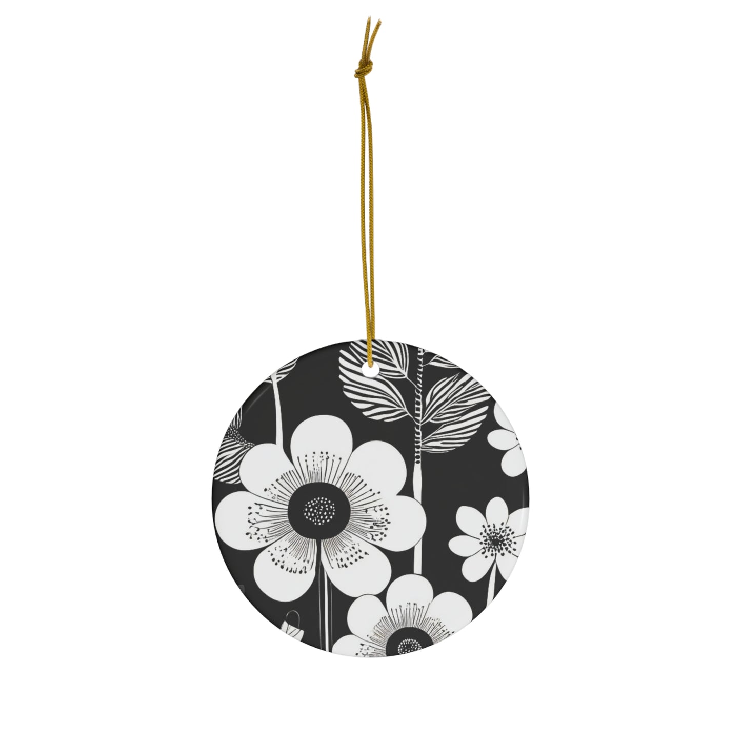 Black and White Poppies Mod 1960s Pop Art Decorative Ceramic Ornament